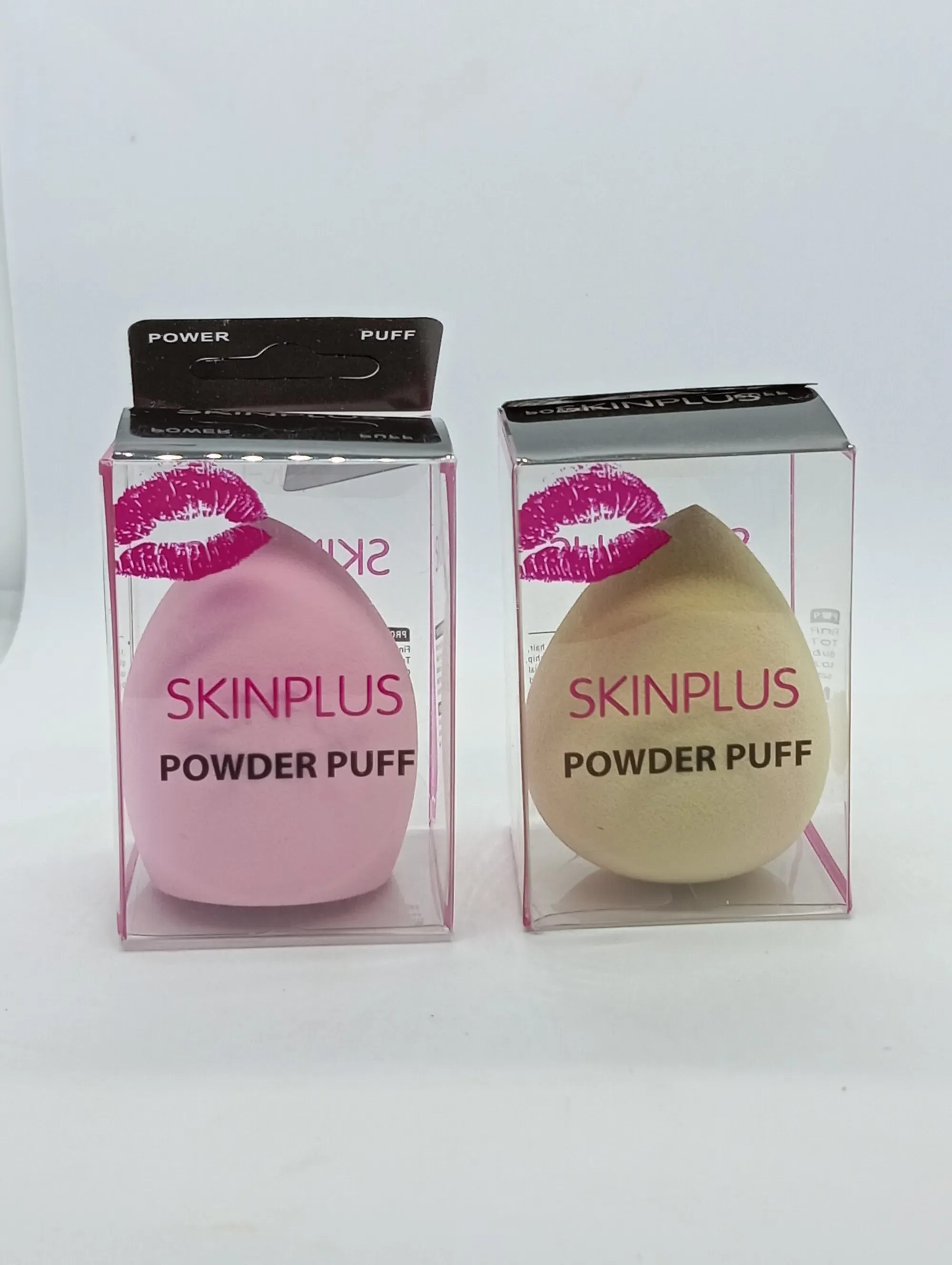 SkinPlus Powder Puff Beauty Blender – Set of 1 (Pink & Beige) for Flawless Makeup Application