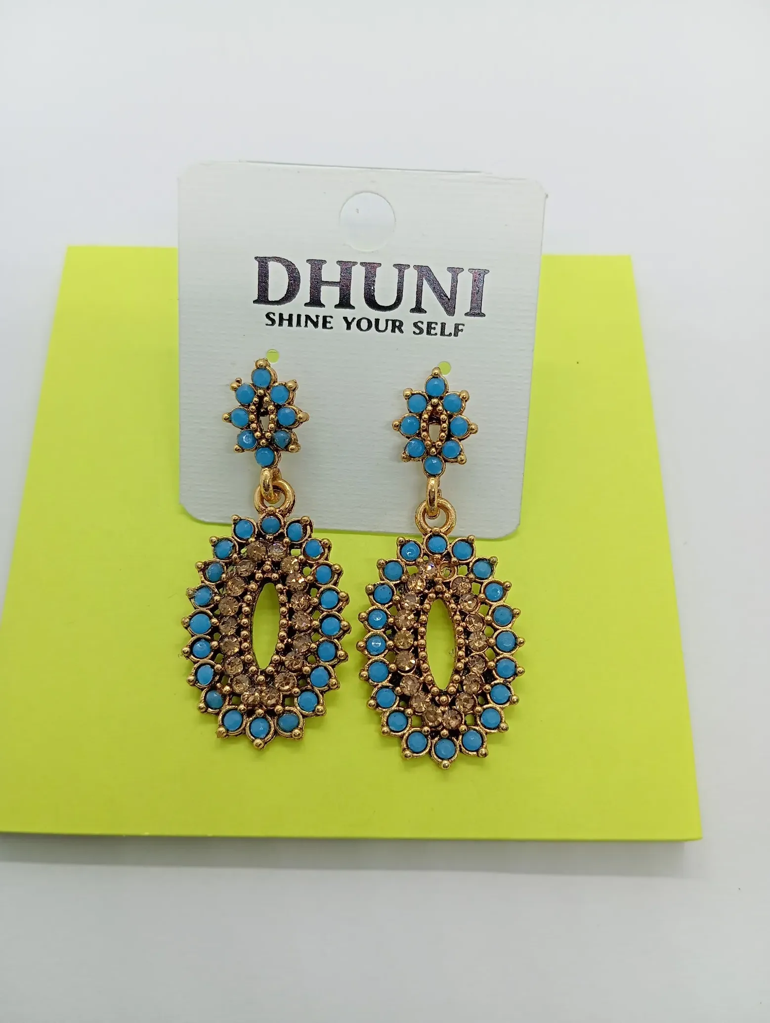Turquoise Stone Studded Drop Earrings