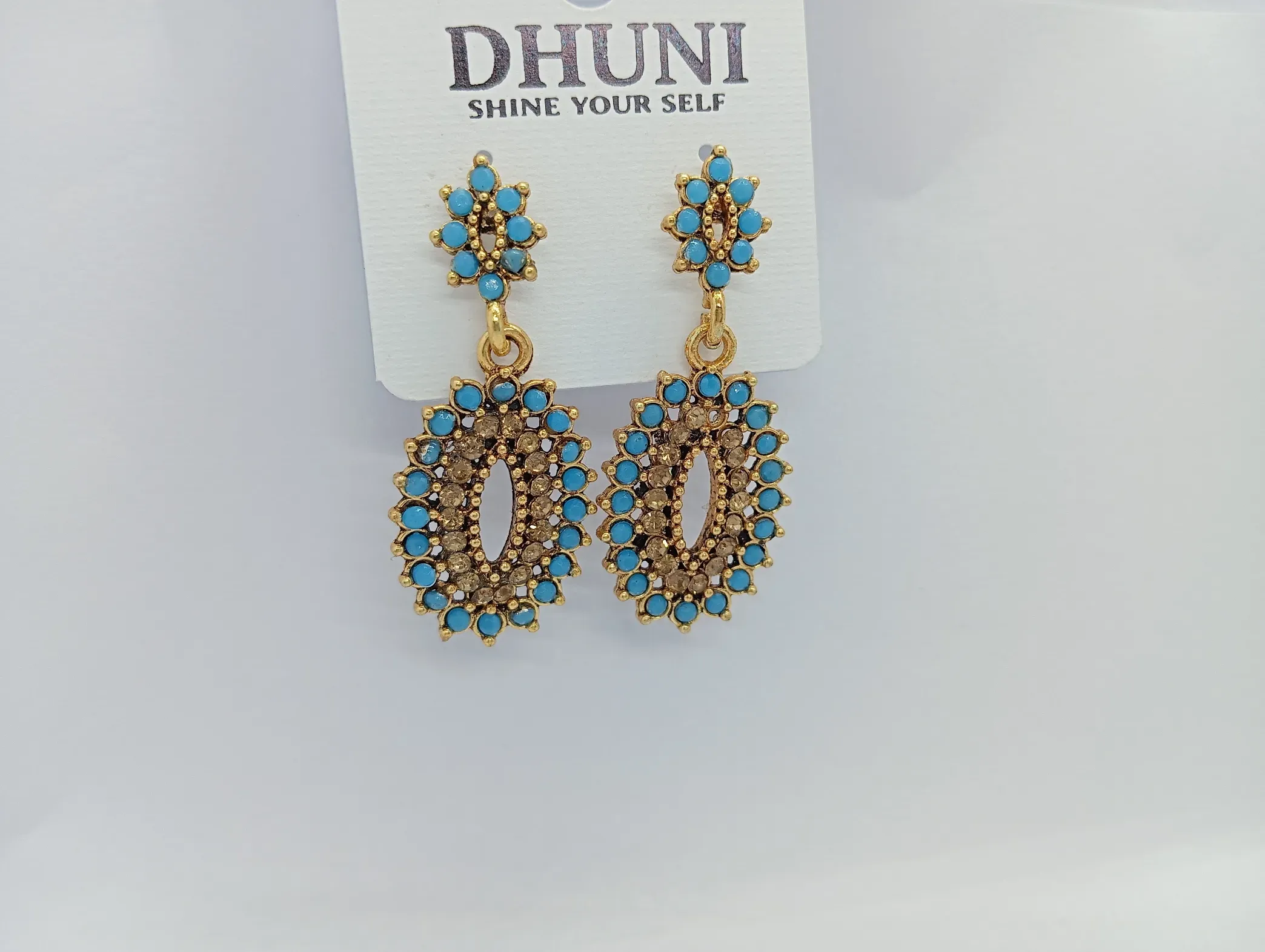 Turquoise Stone Studded Drop Earrings