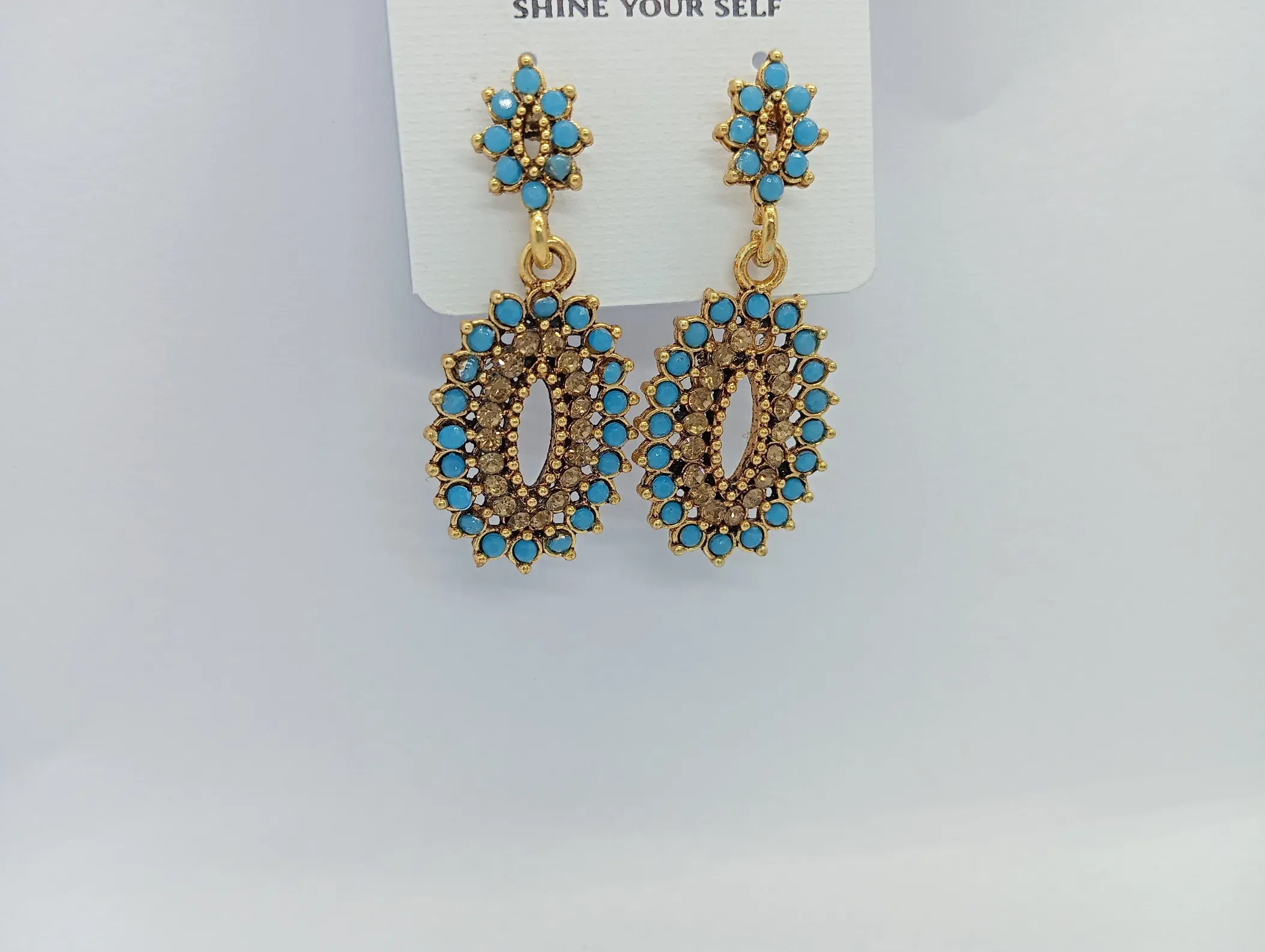 Turquoise Stone Studded Drop Earrings