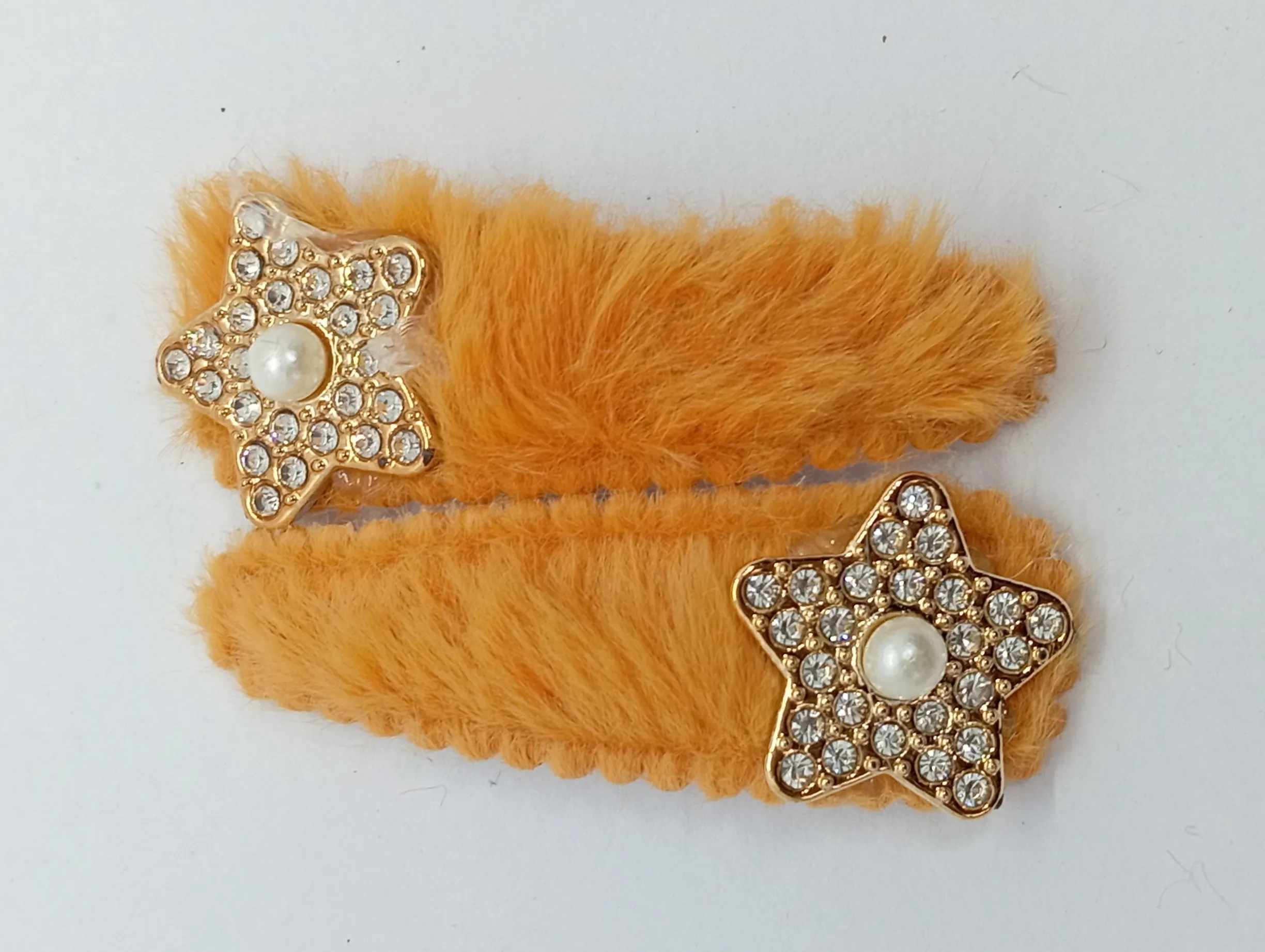 Star Embellished Fur Hair Clips