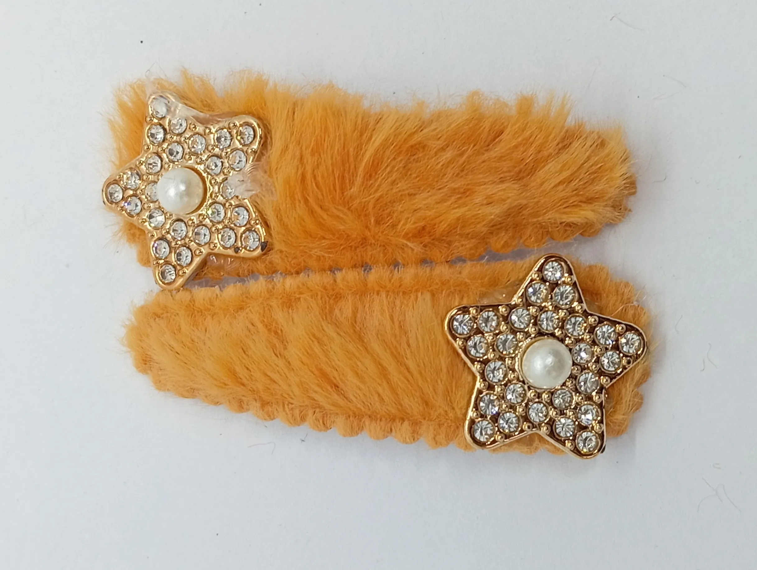 Star Embellished Fur Hair Clips