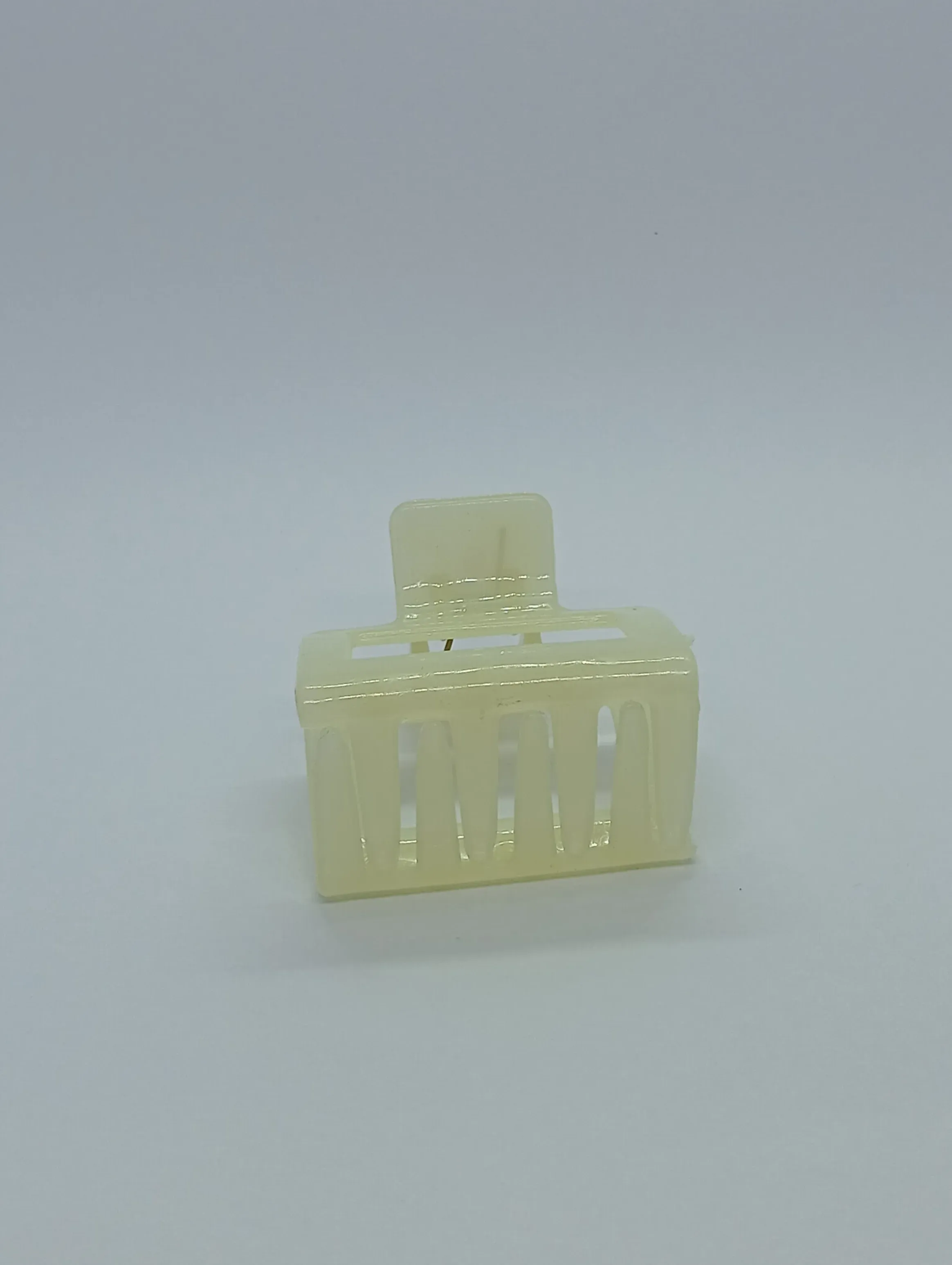 Mini Hair Claw Clip – Glossy Off-White Finish with Strong Grip