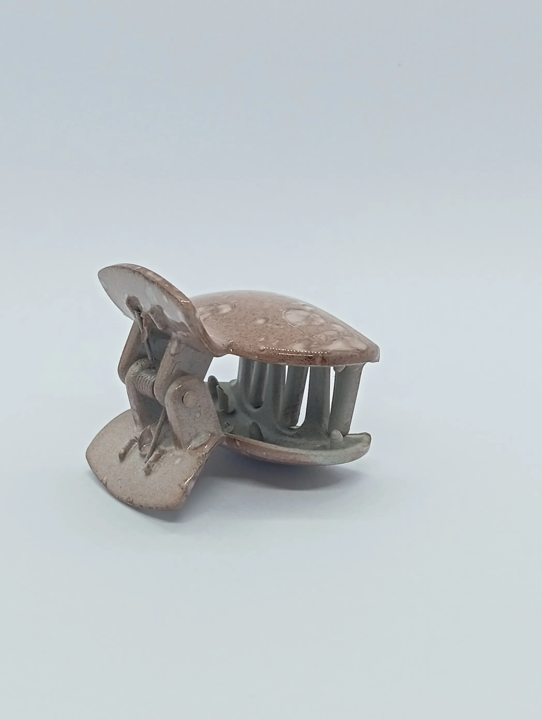 Mini Marble Finish Hair Claw Clip – Brown Glossy with Strong Grip