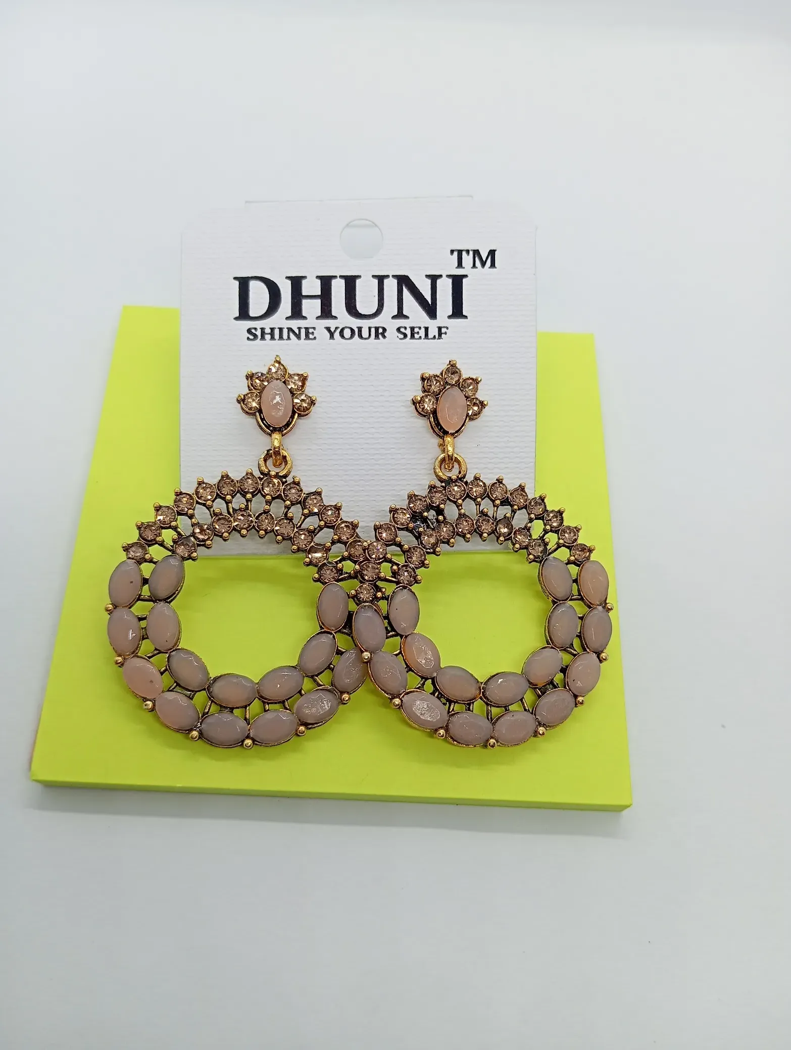 Elegant Stone Studded Hoop Earrings