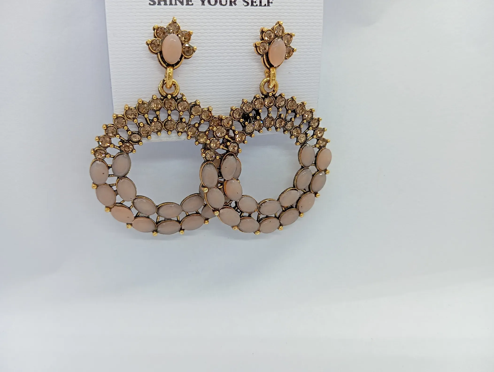 Elegant Stone Studded Hoop Earrings