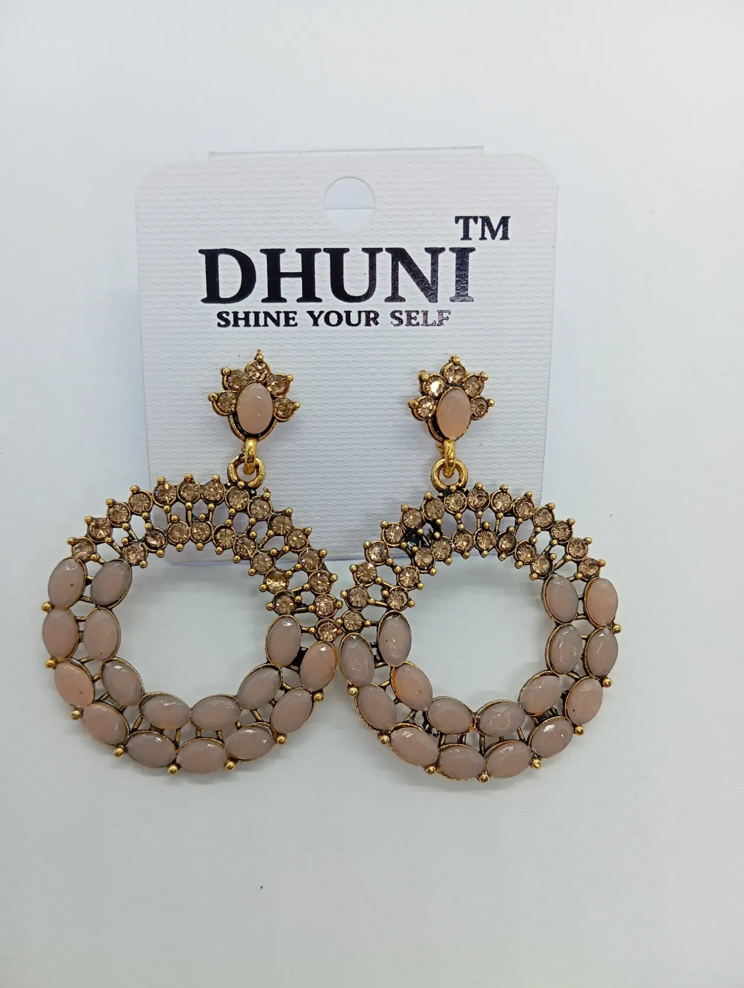 Elegant Stone Studded Hoop Earrings