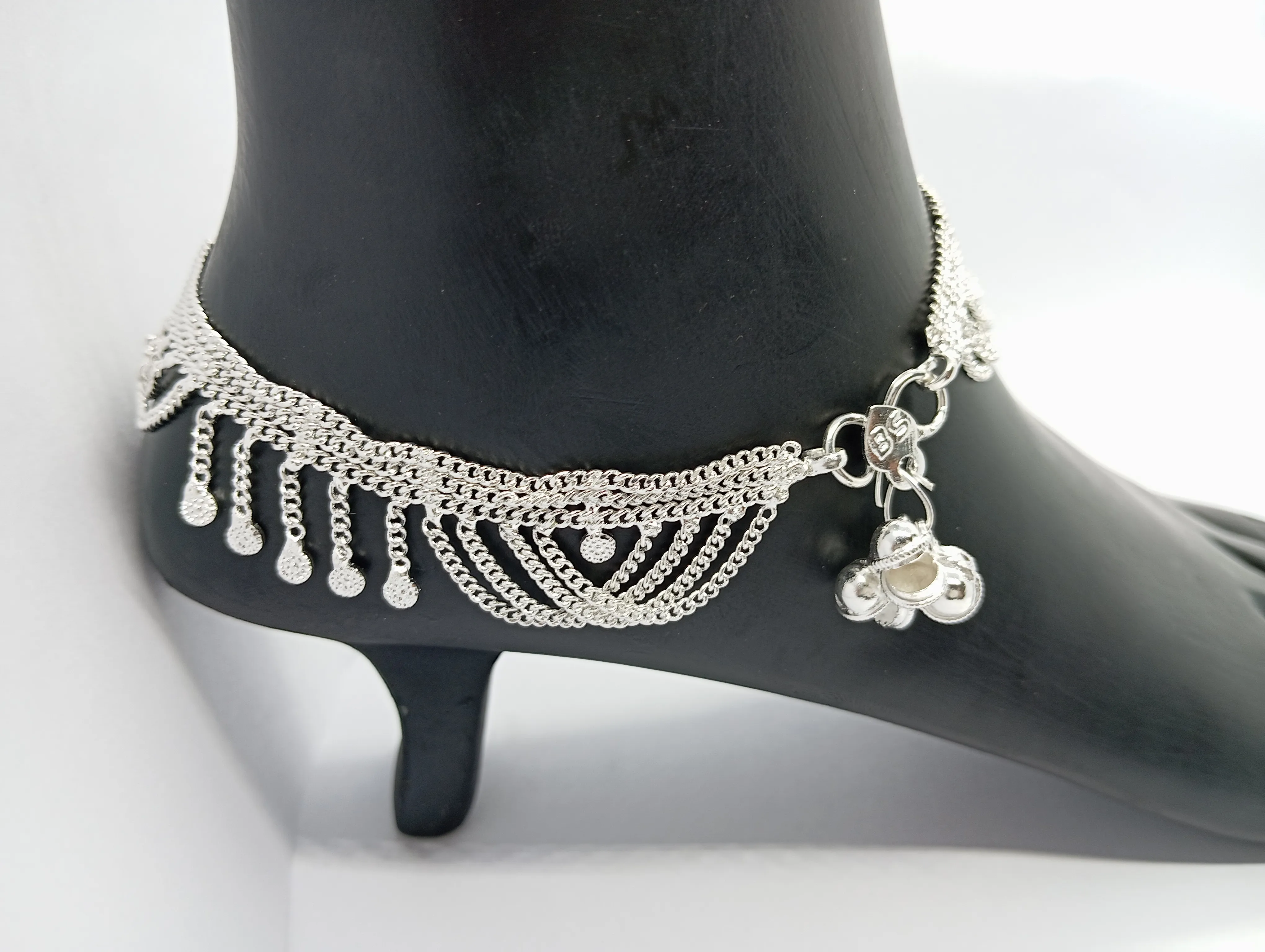 Silver Anklet with Dangling Charms