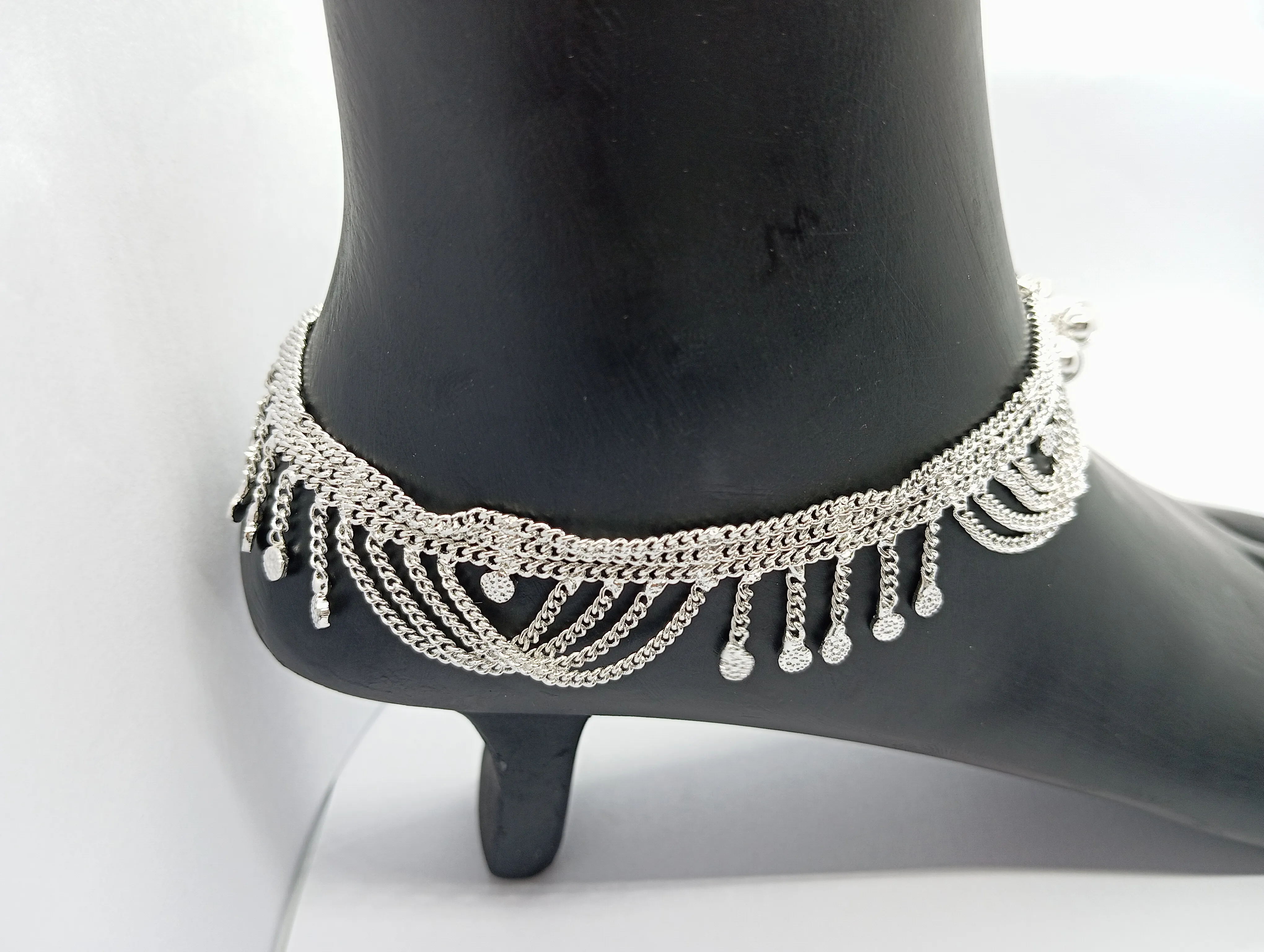 Silver Anklet with Dangling Charms