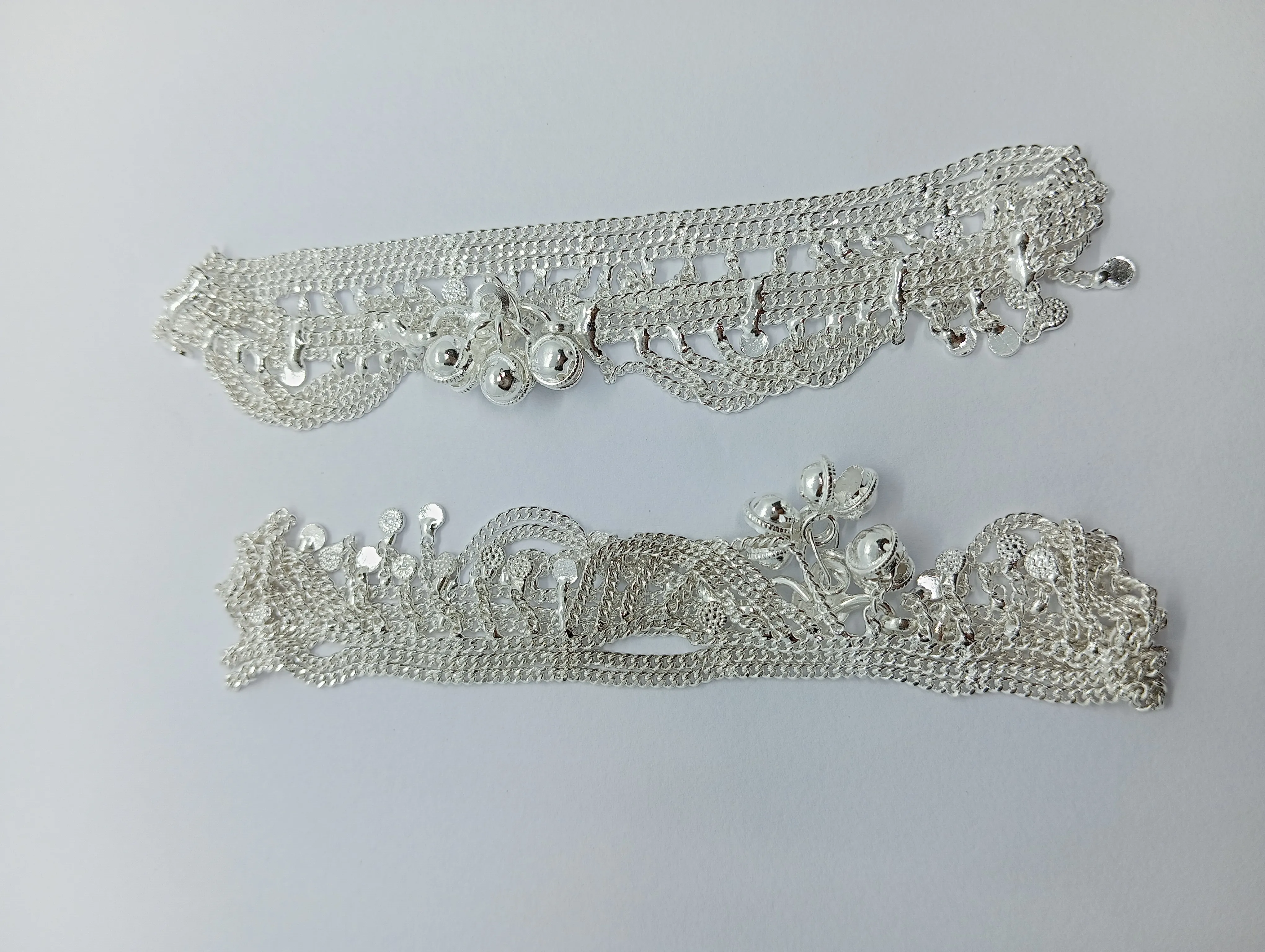 Silver Anklet with Dangling Charms