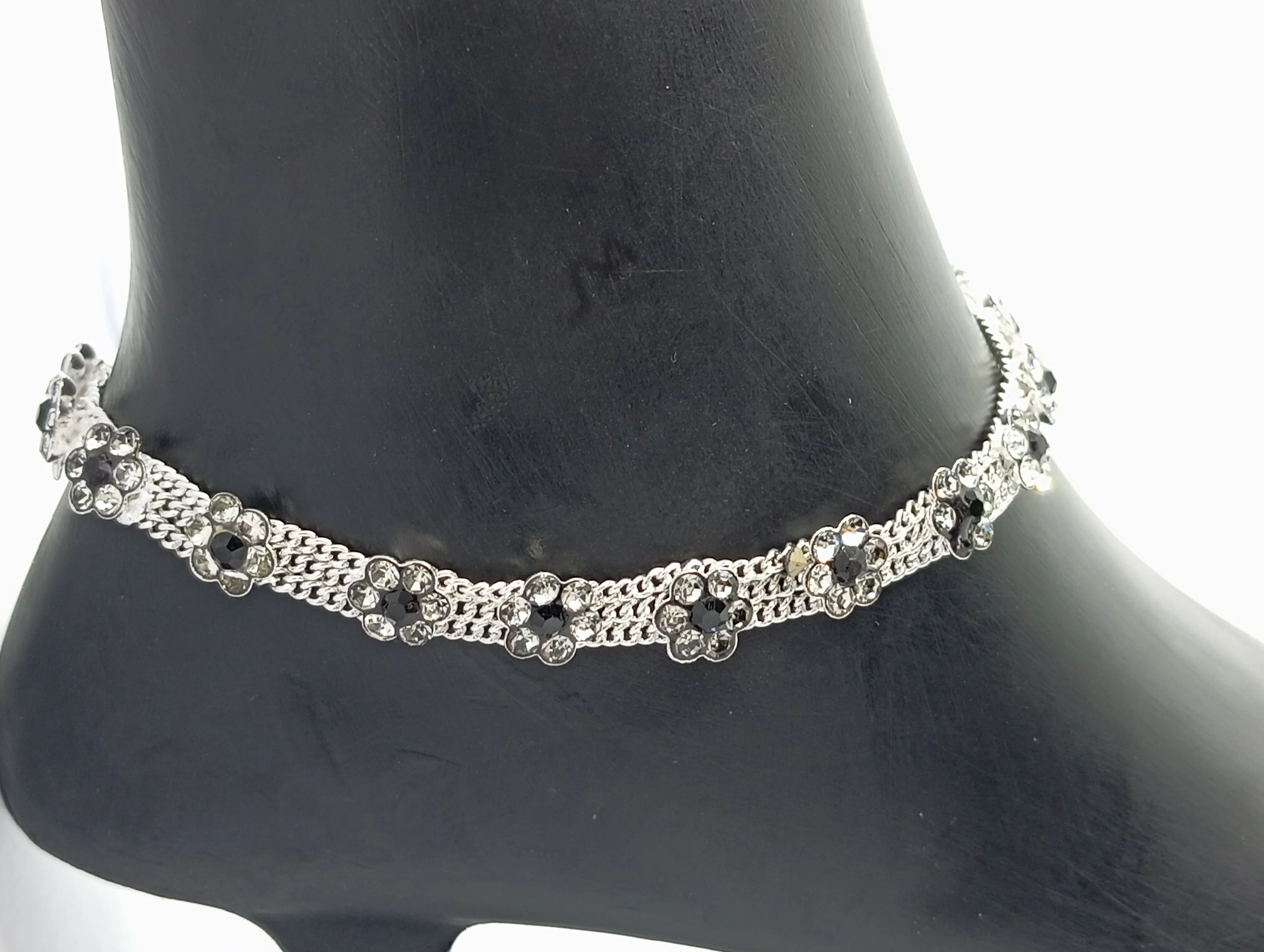 Floral Rhinestone Anklet