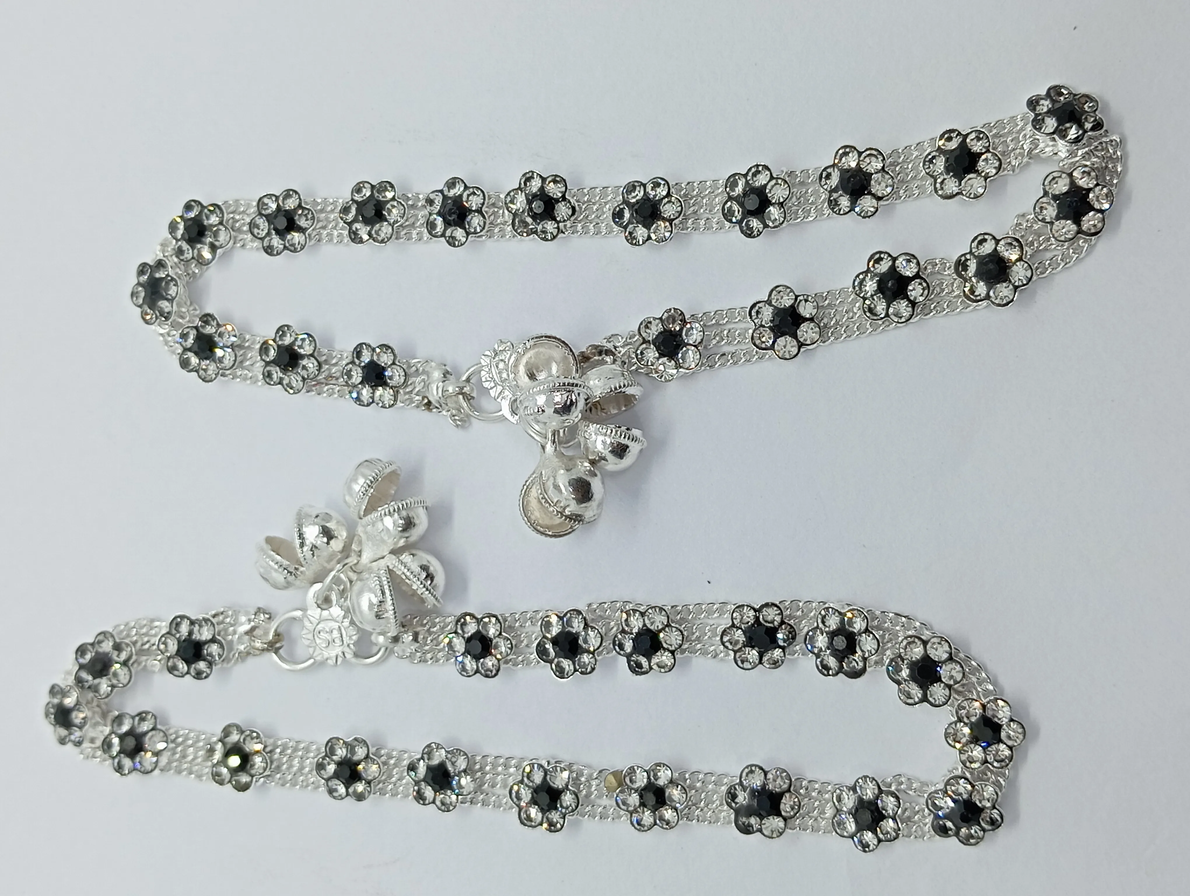 Floral Rhinestone Anklet