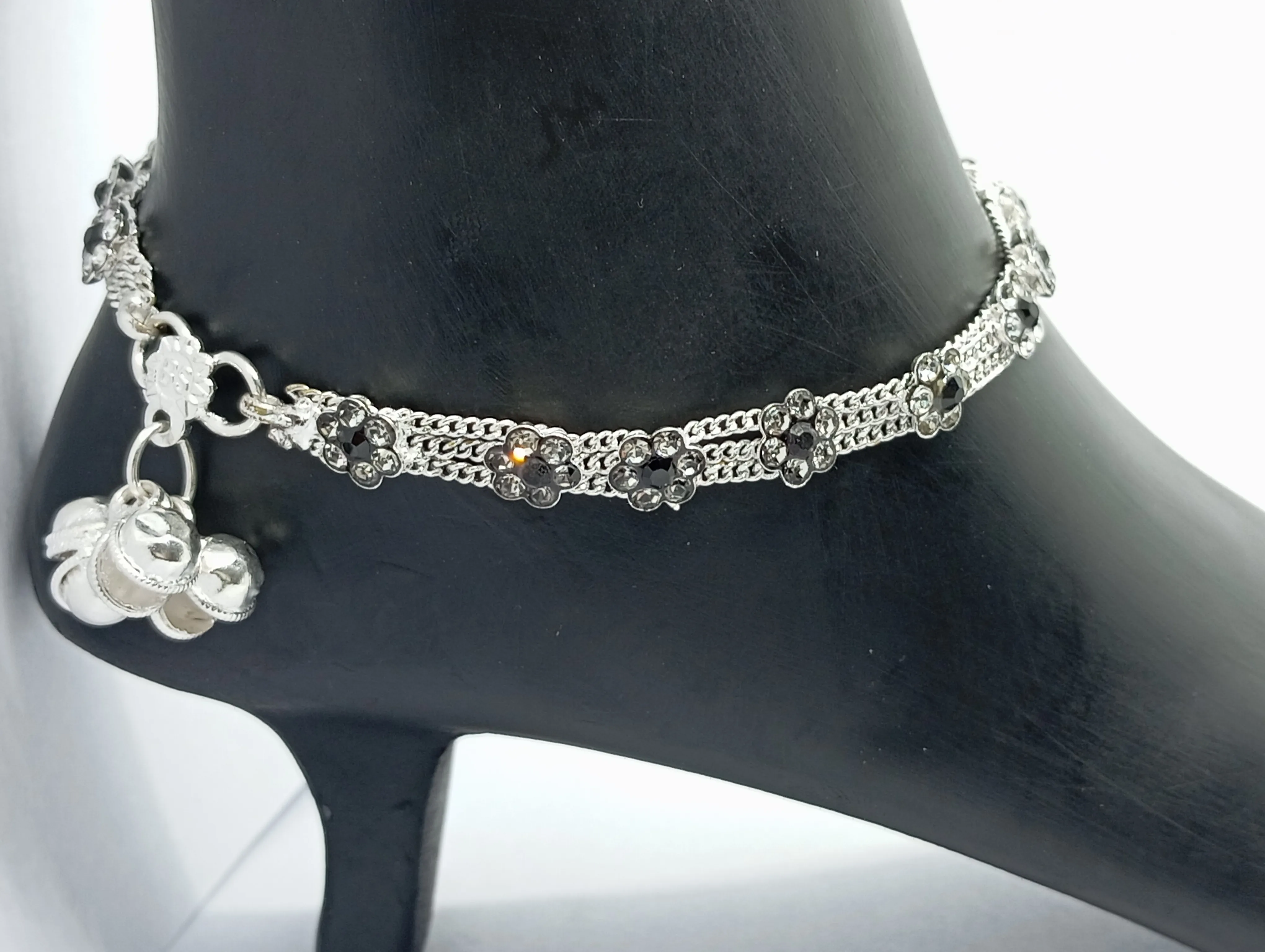 Floral Rhinestone Anklet