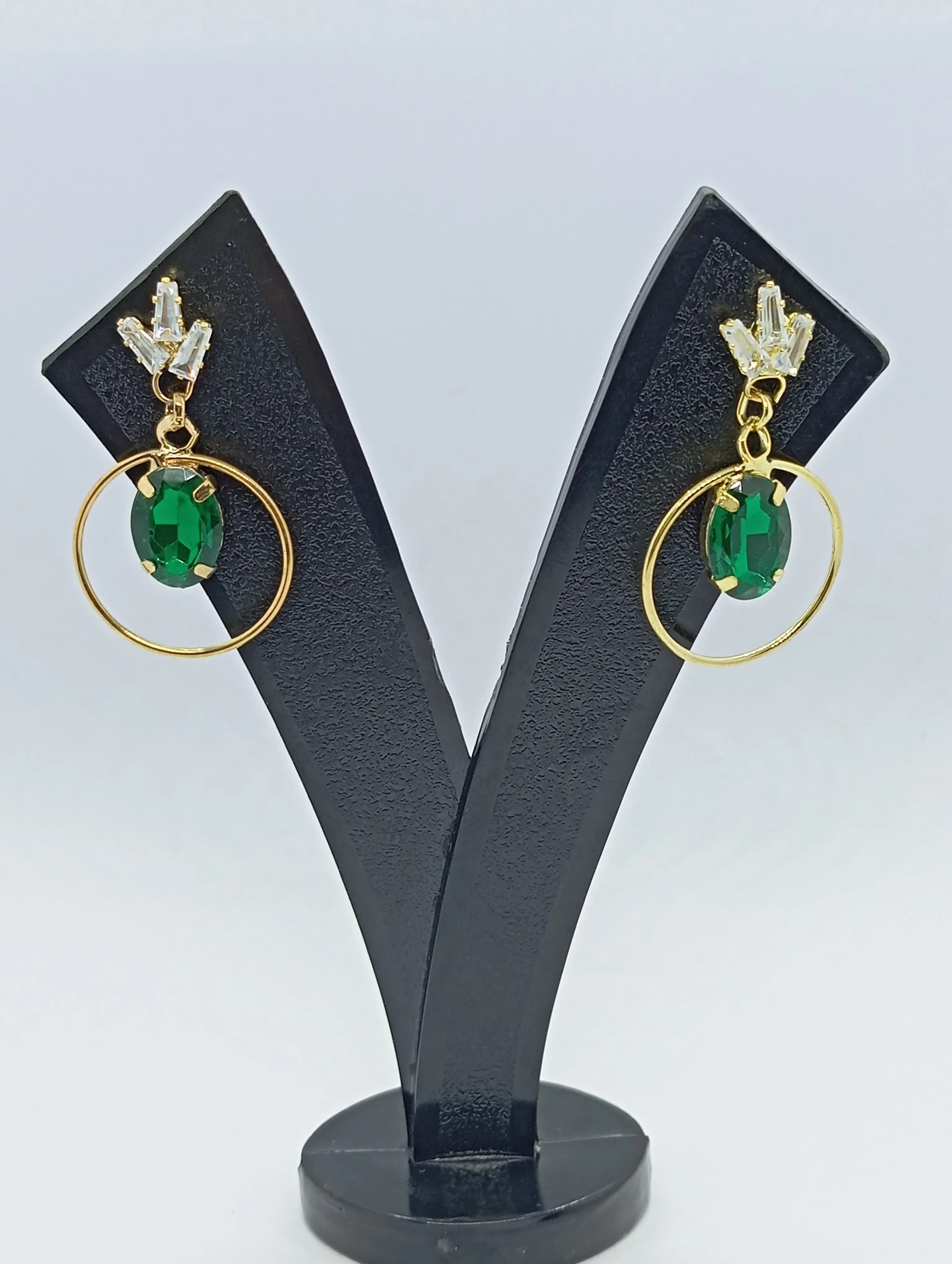 Emerald Green Hoop Earrings