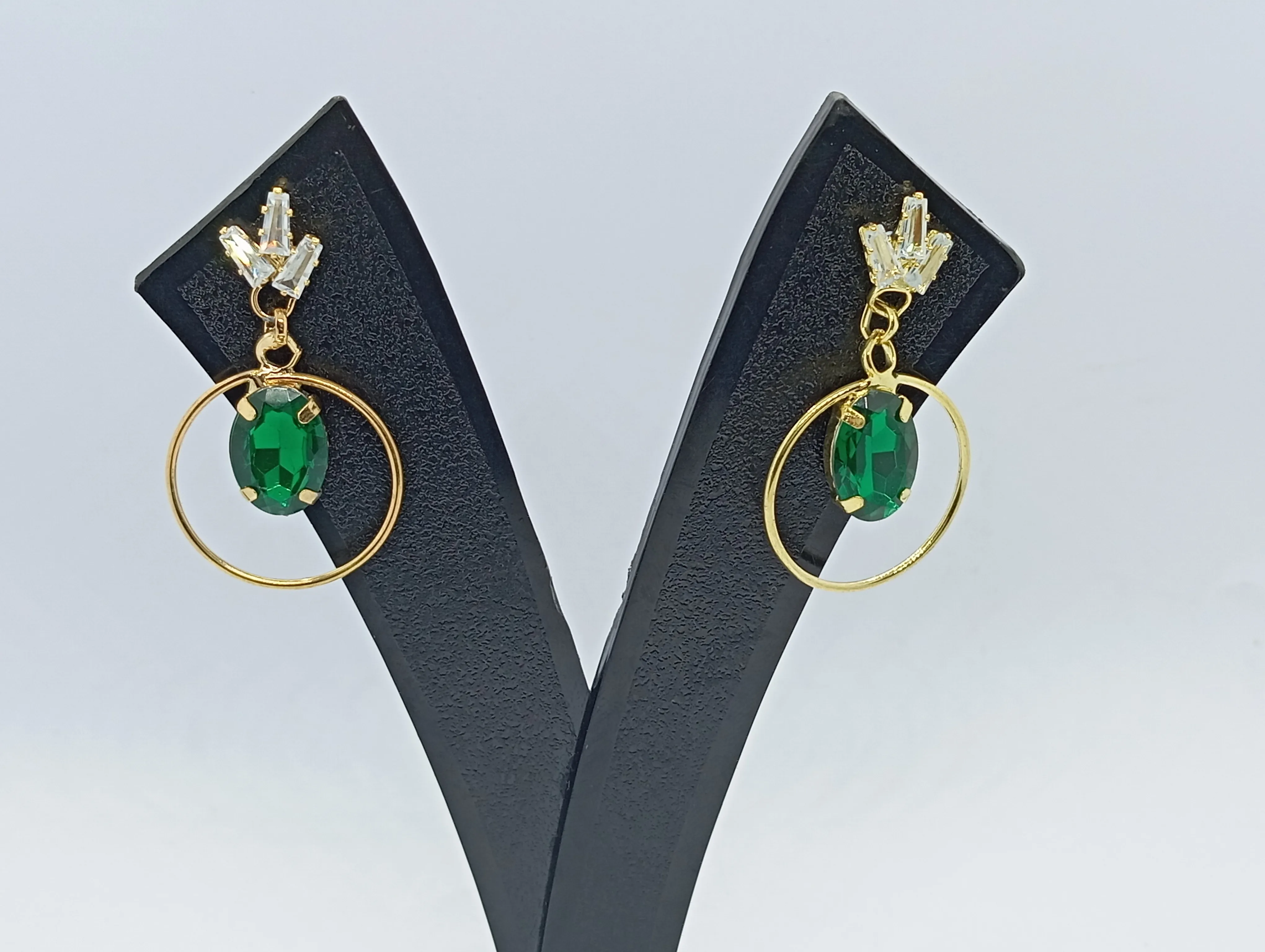 Emerald Green Hoop Earrings