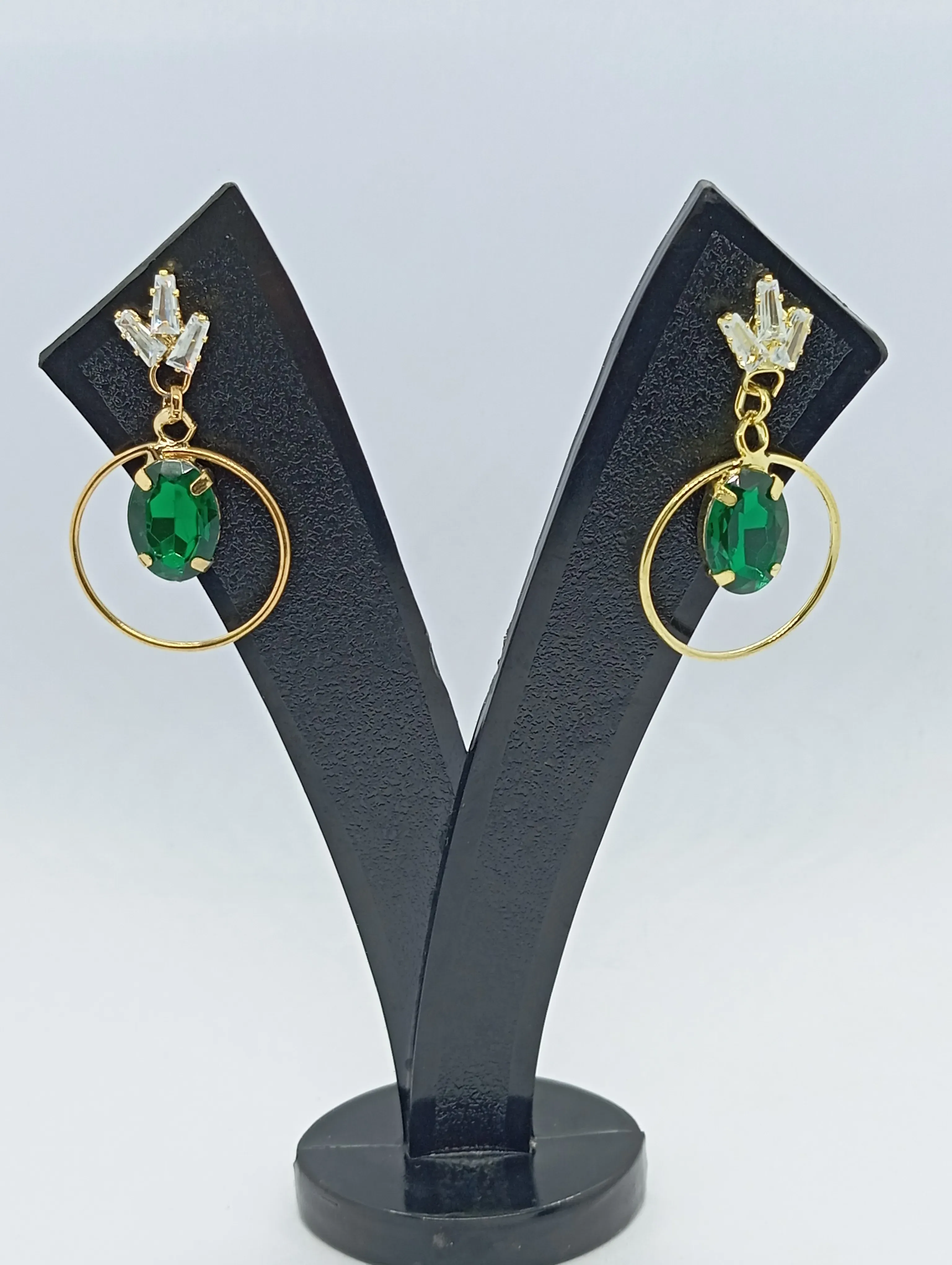 Emerald Green Hoop Earrings