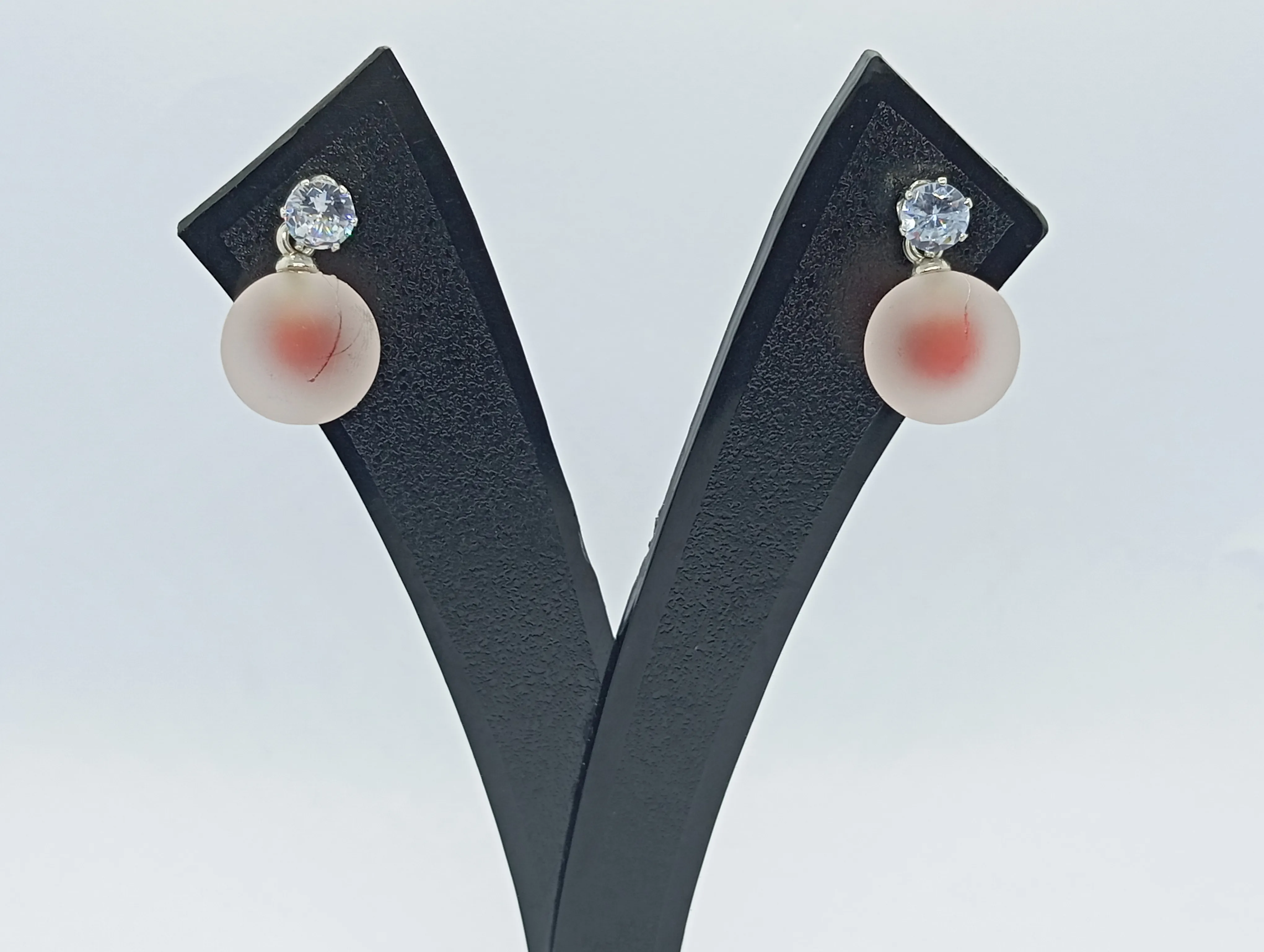 Frosted Pearl Stud Earrings