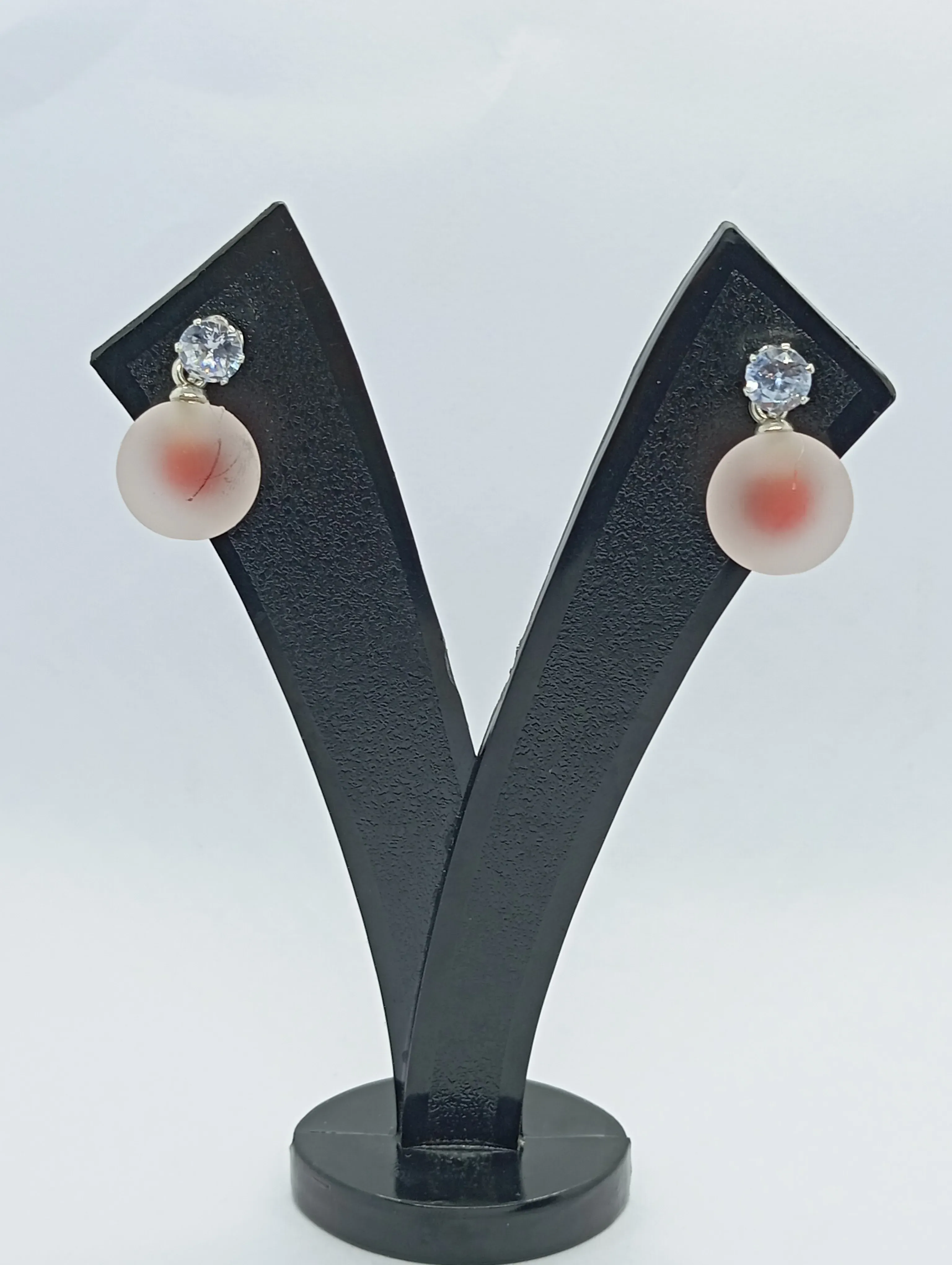 Frosted Pearl Stud Earrings