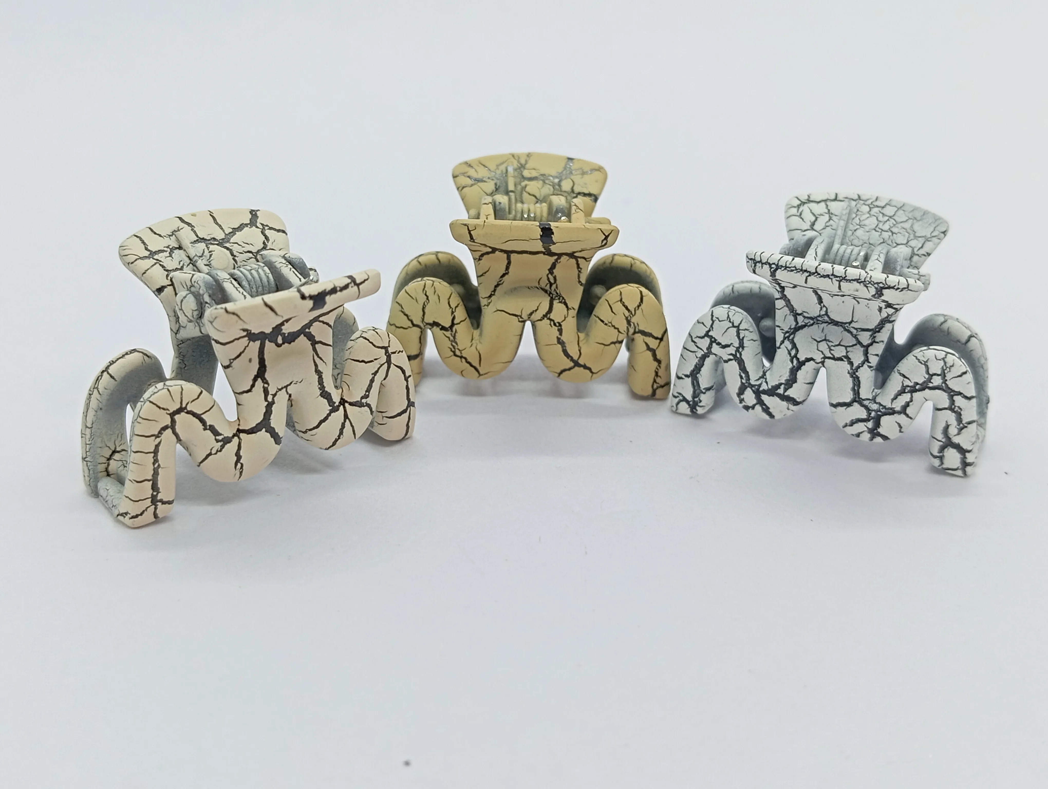 Crackle Finish Hair Claw Clips