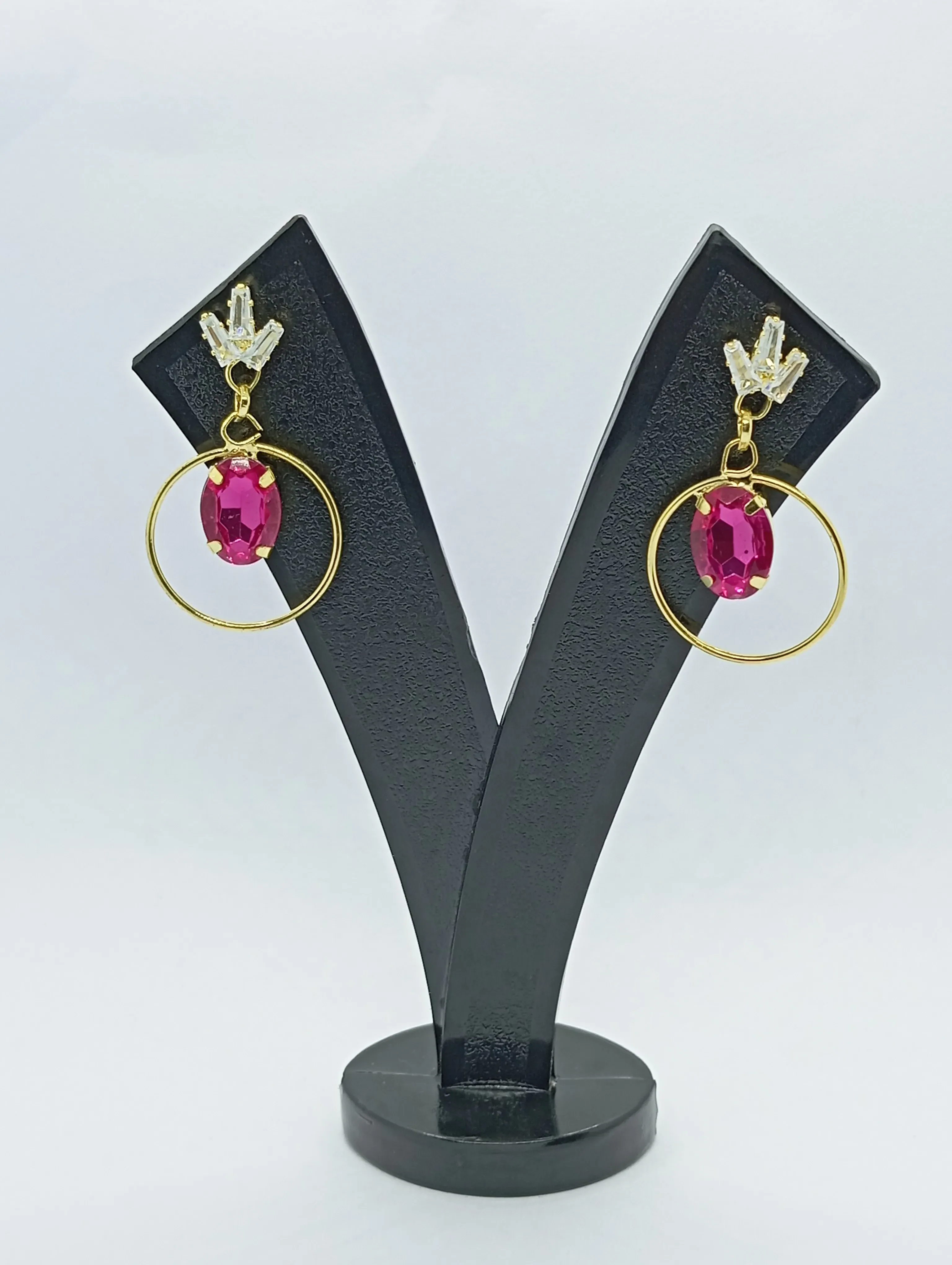 Fashion Jewellery Pink Gemstone Earrings