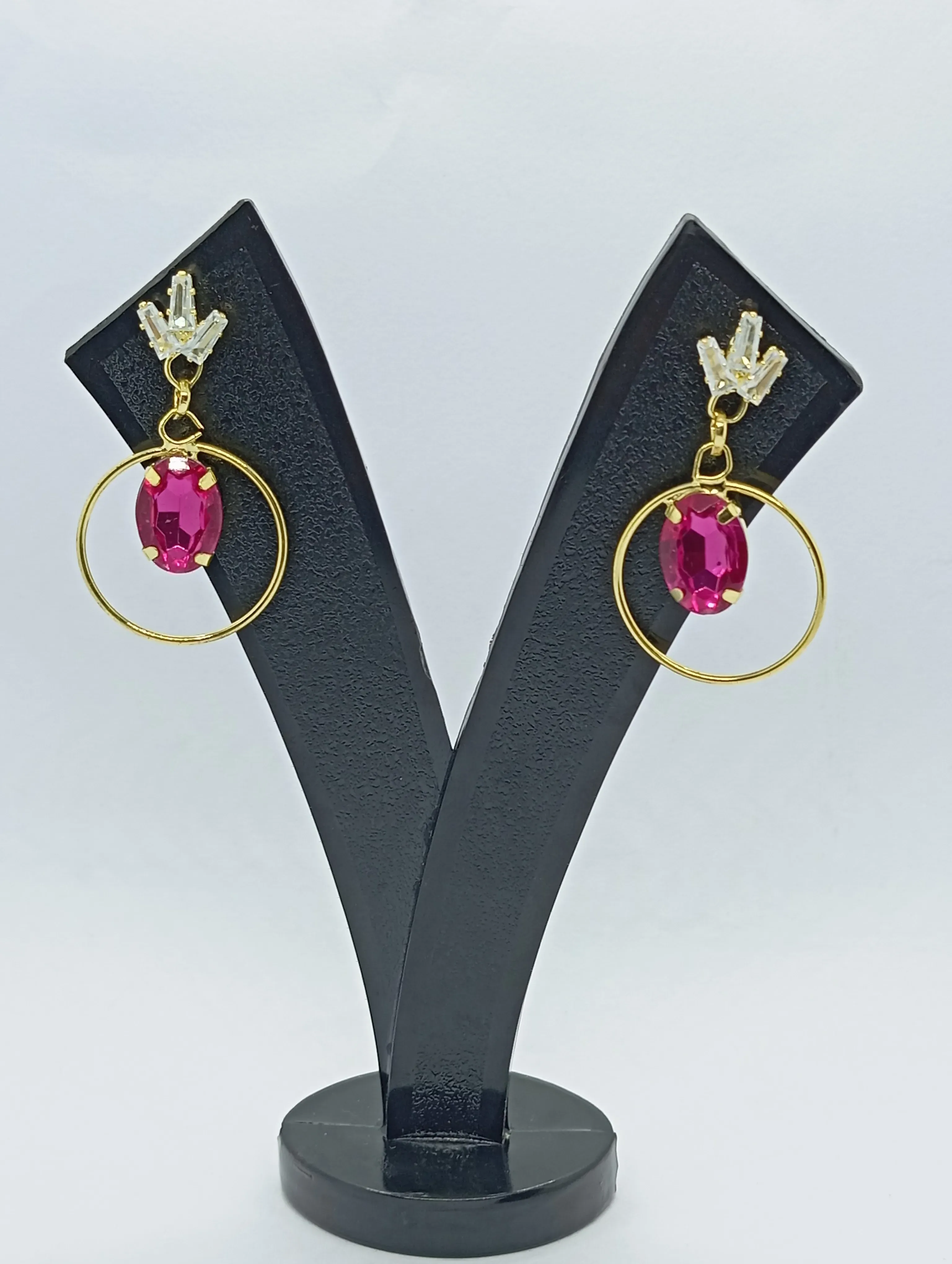 Fashion Jewellery Pink Gemstone Earrings