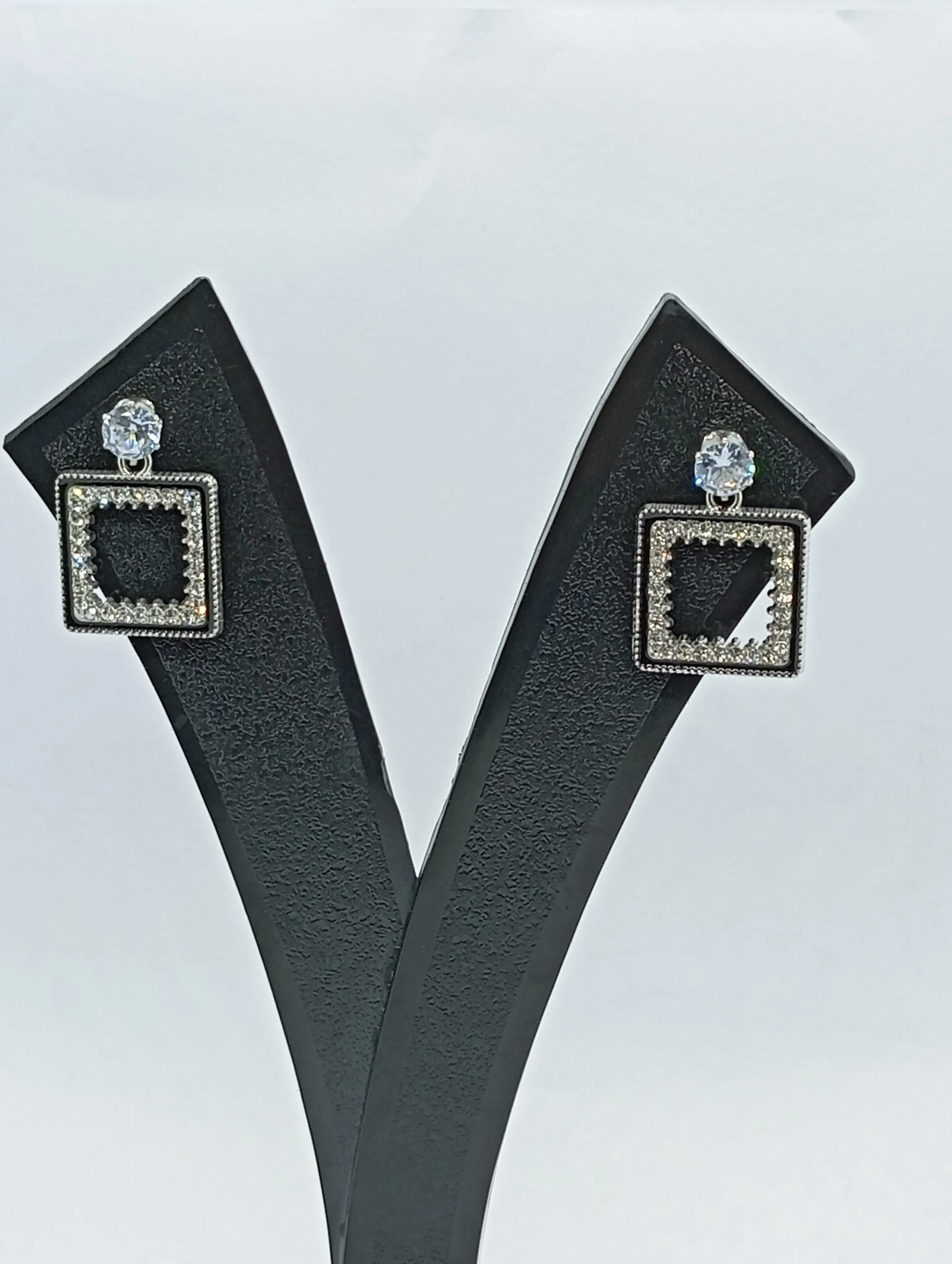Square Crystal Drop Earrings