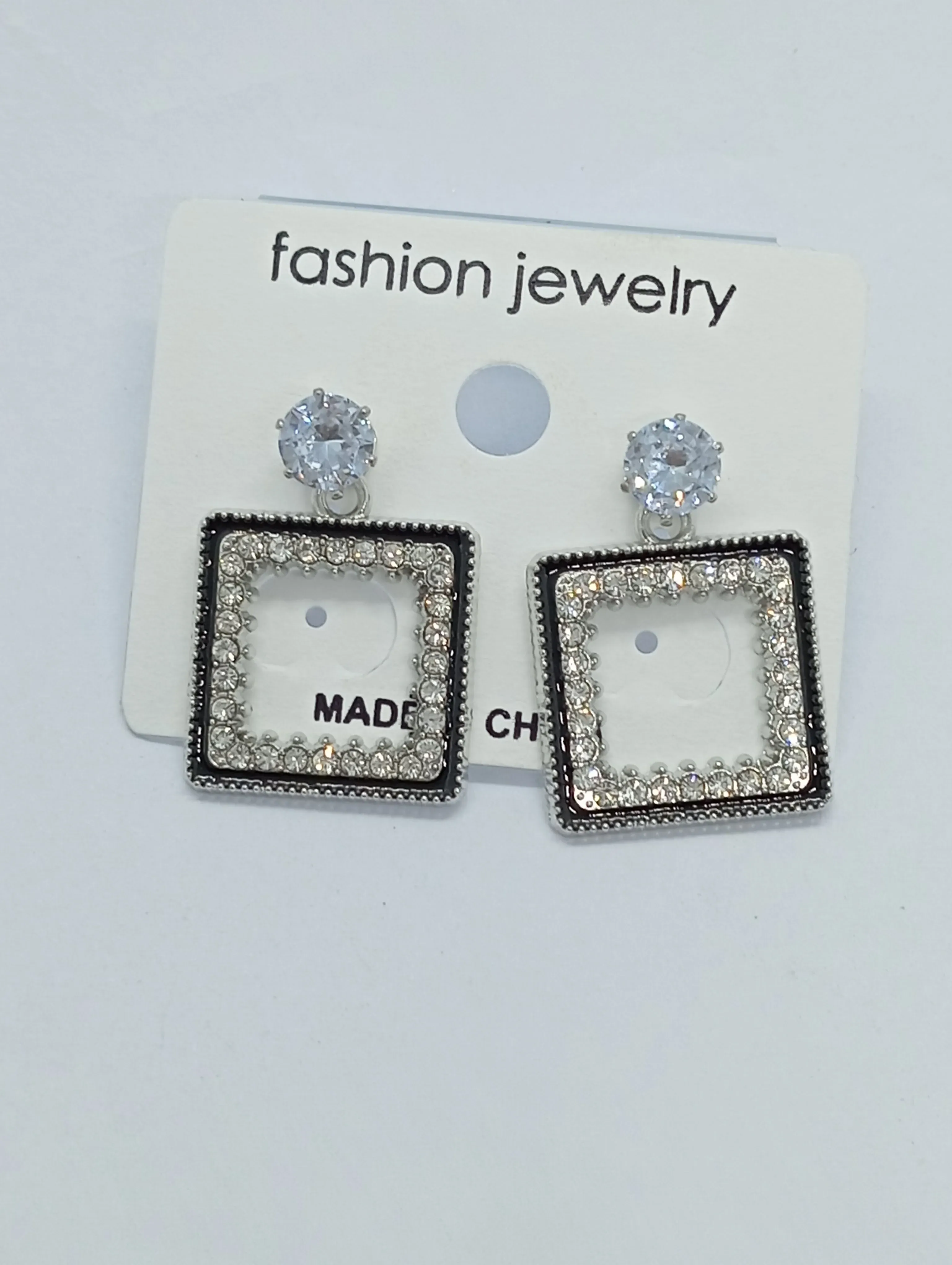Square Crystal Drop Earrings
