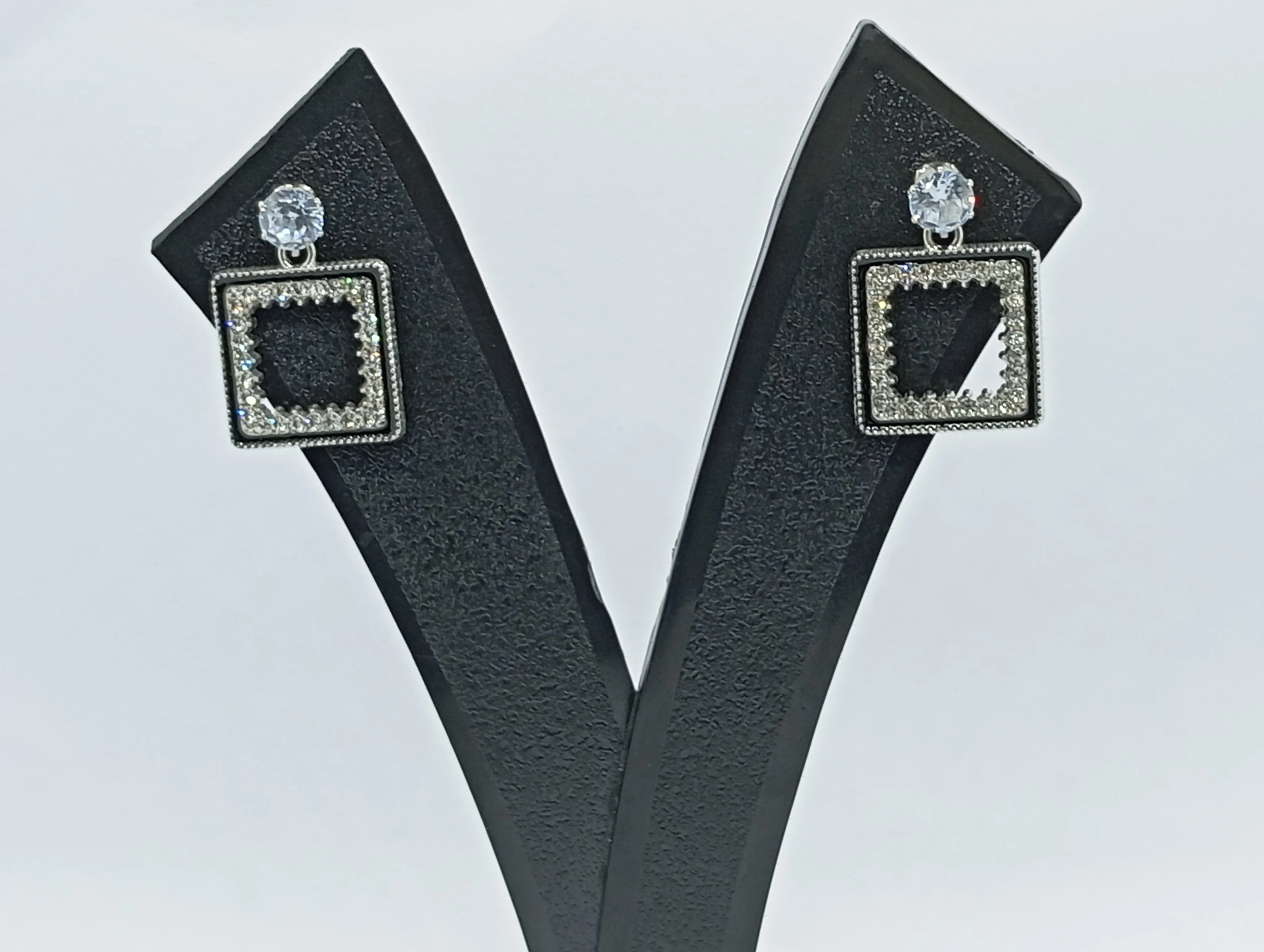 Square Crystal Drop Earrings