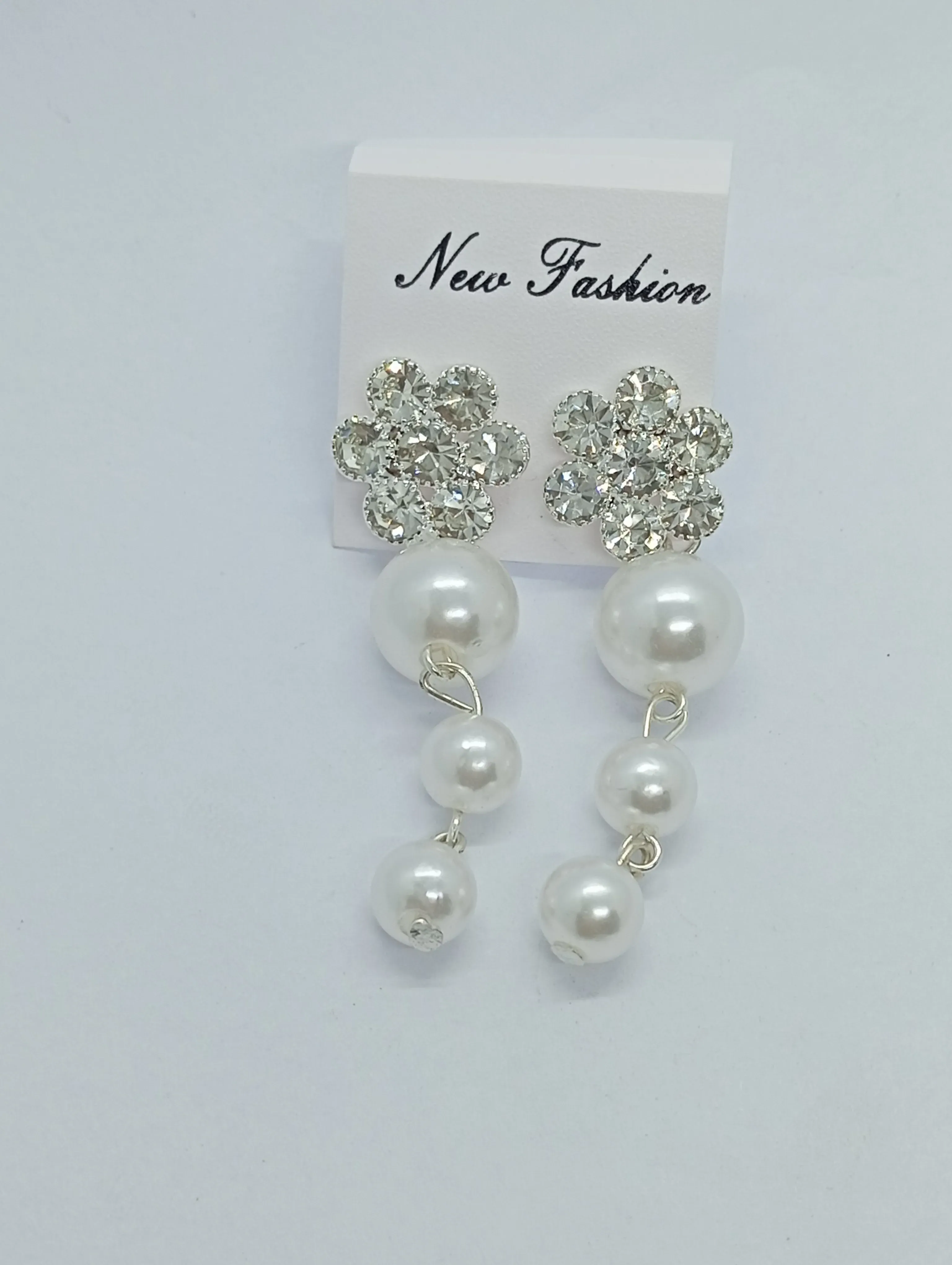 Pearl and Rhinestone Drop Earrings