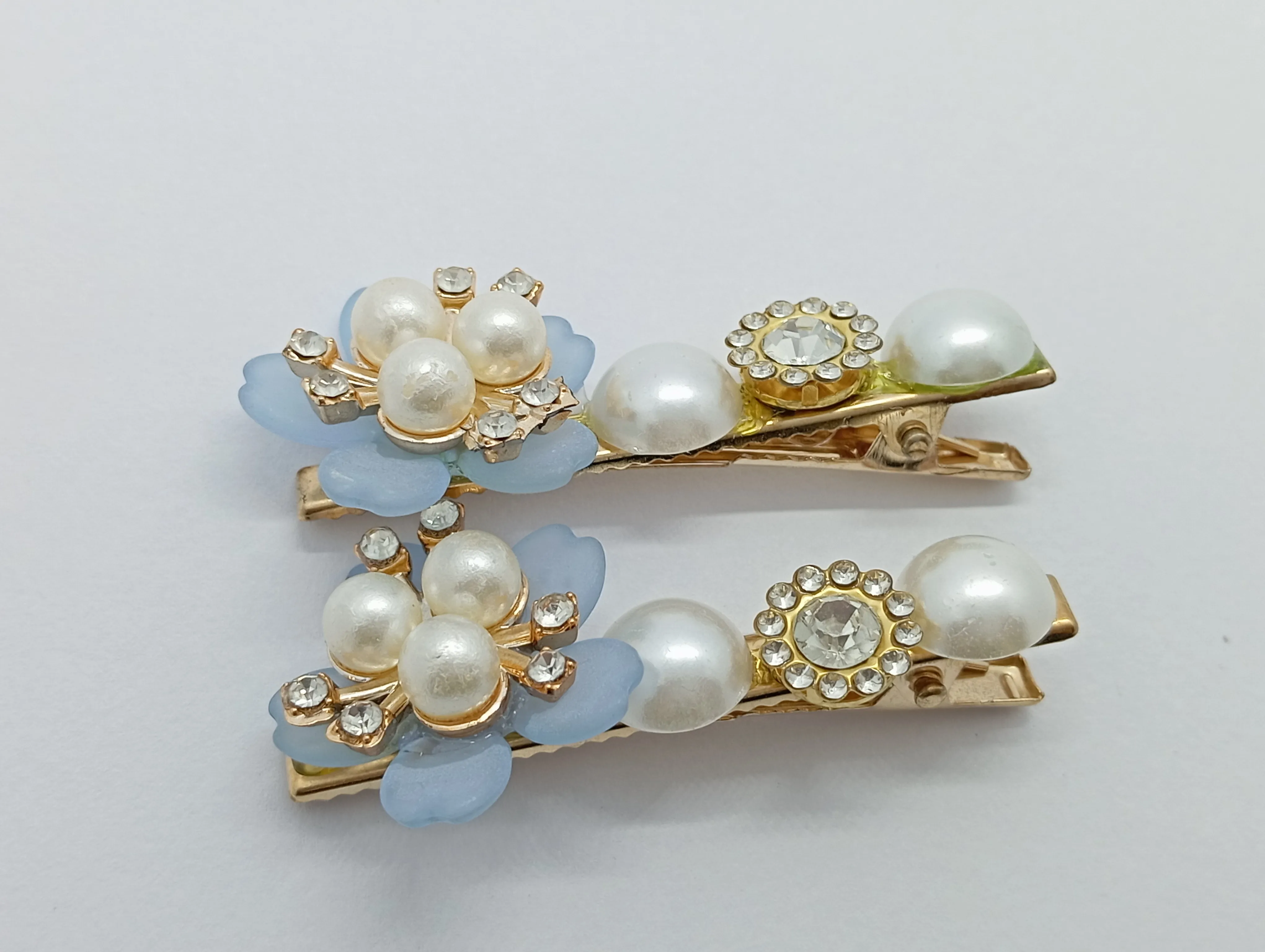 Pearl and Rhinestone Hair Clips