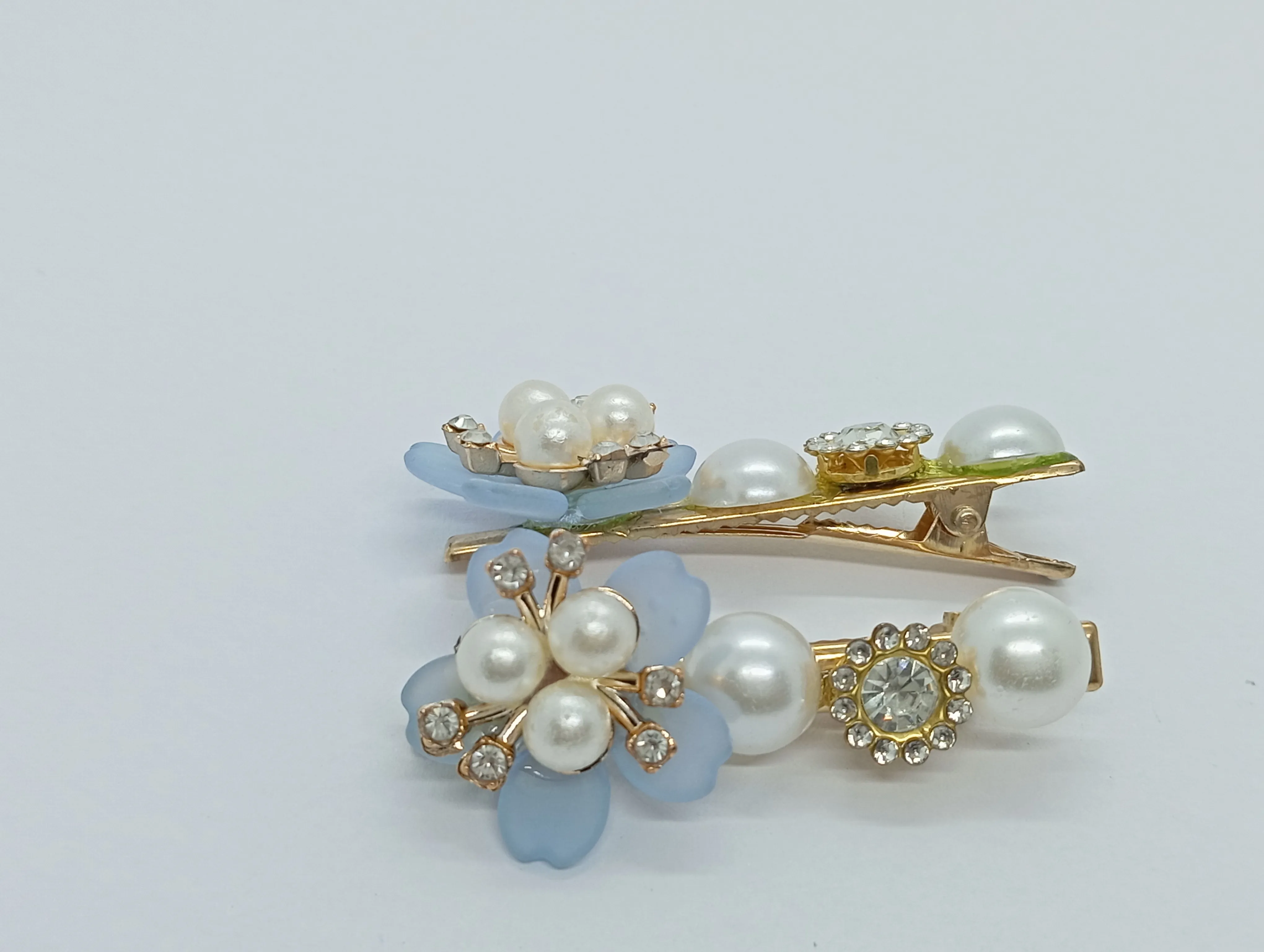 Pearl and Rhinestone Hair Clips