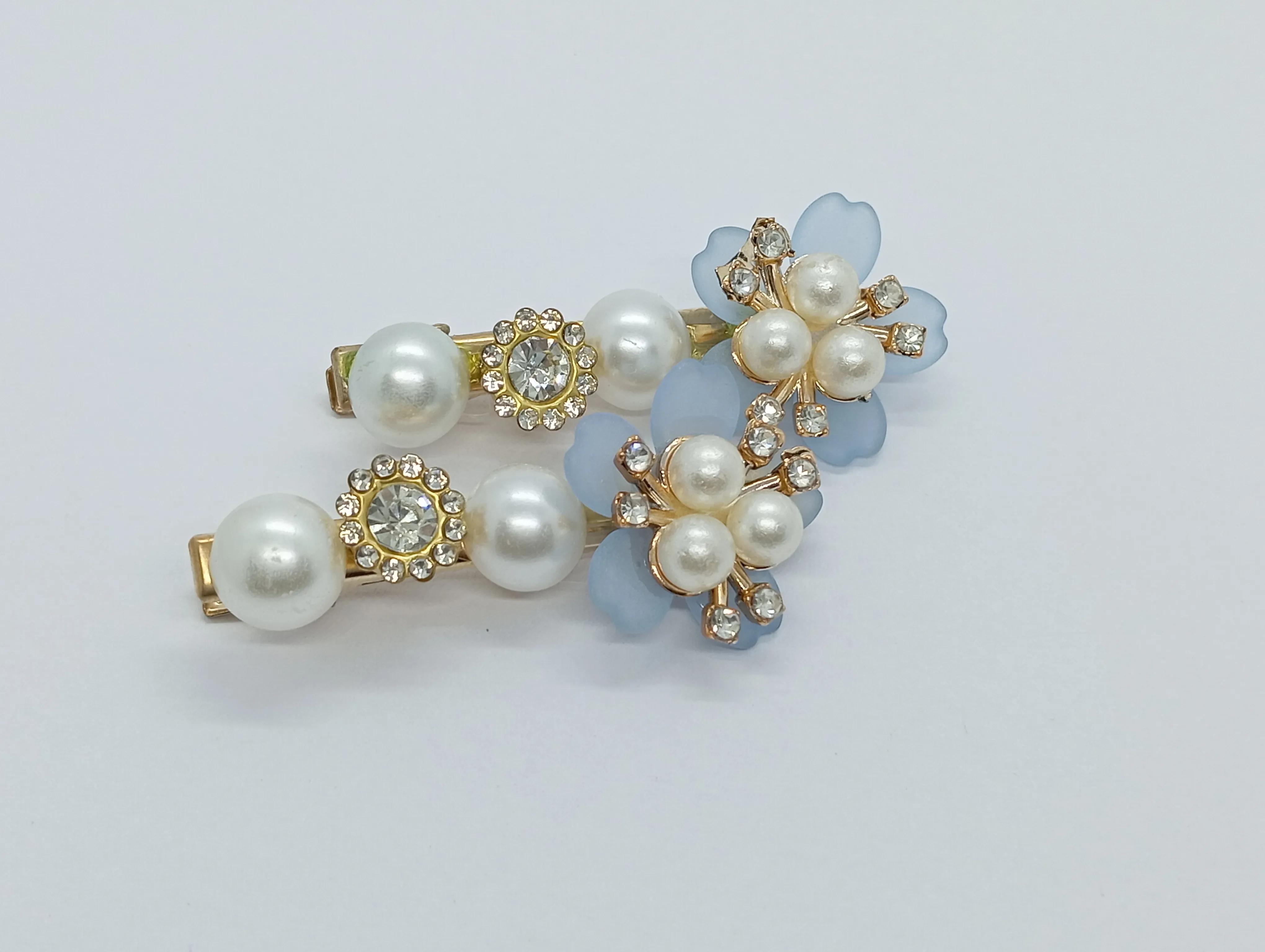 Pearl and Rhinestone Hair Clips