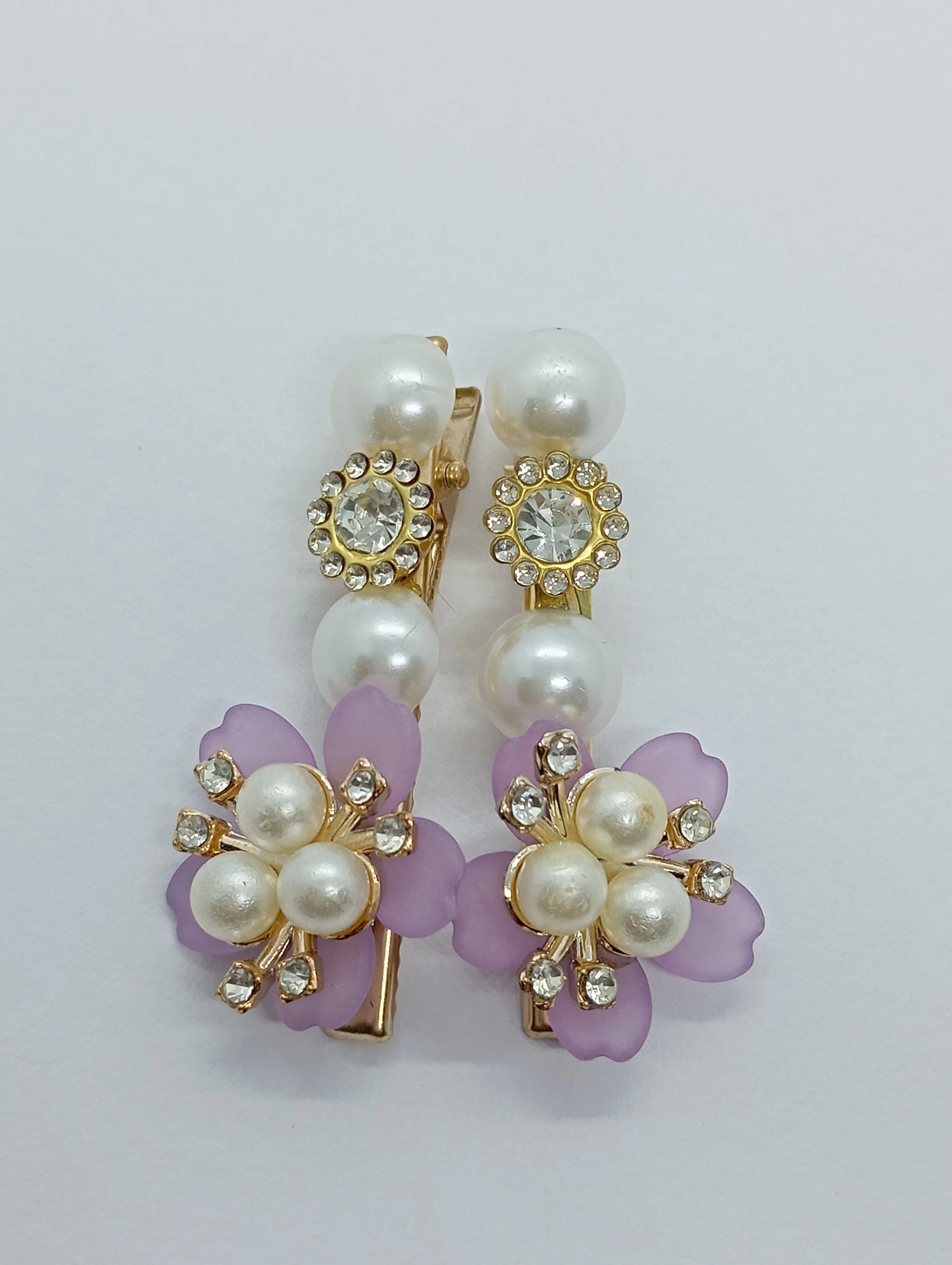Pearl and Rhinestone Hair Clips