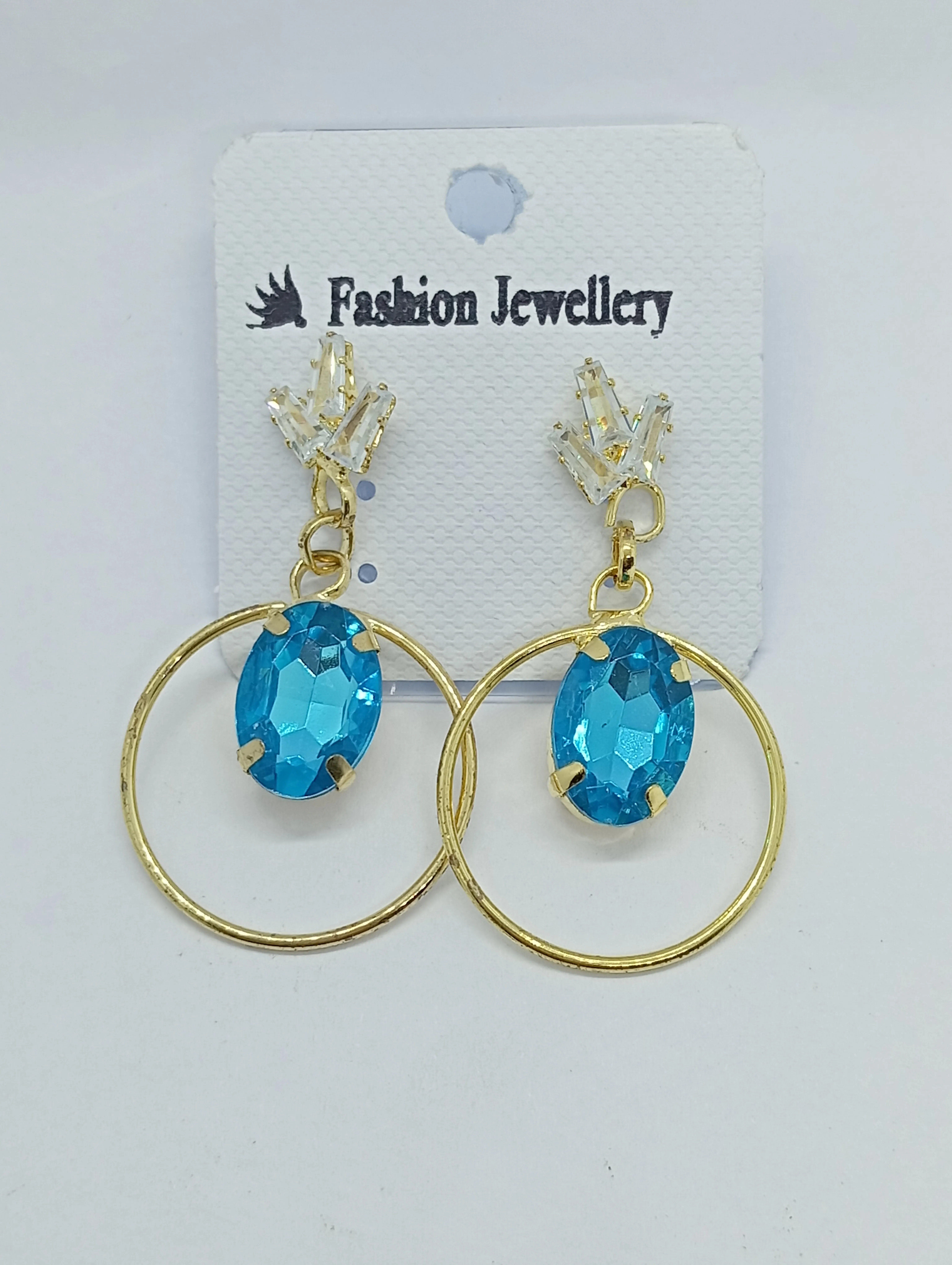 Fashion Jewellery Blue Gemstone Hoop Earrings