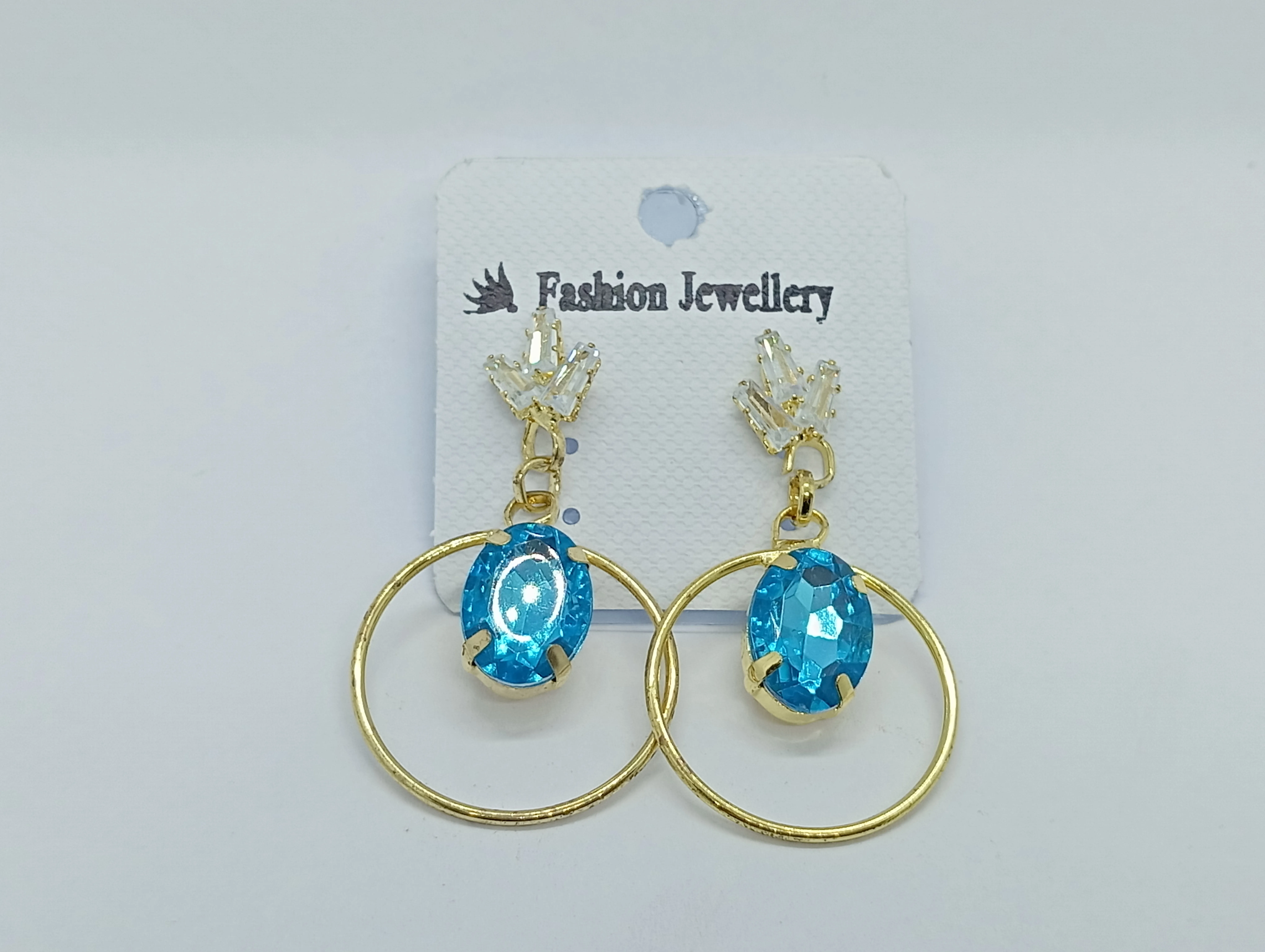Fashion Jewellery Blue Gemstone Hoop Earrings