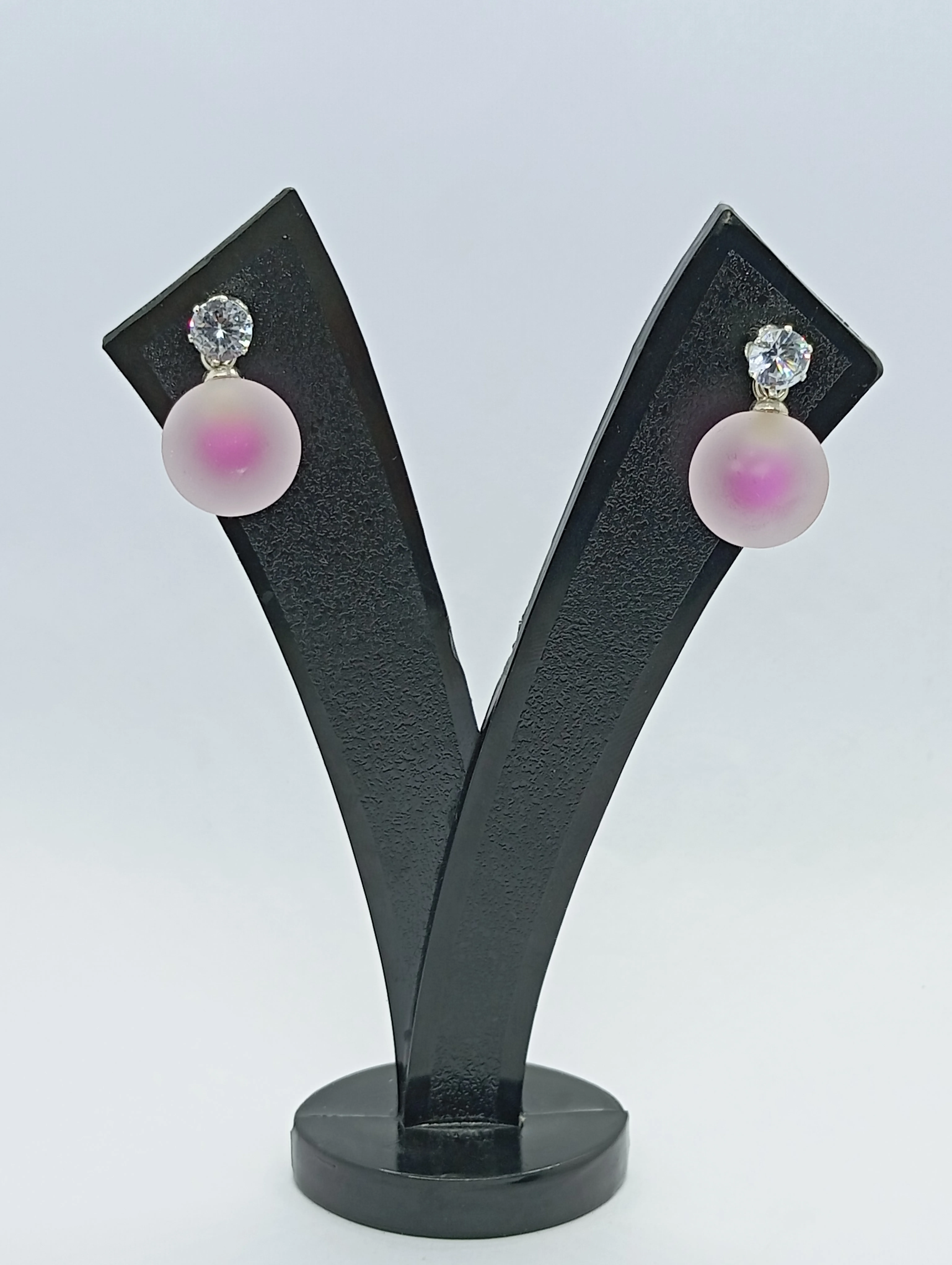 Pink Pearl Stud Earrings