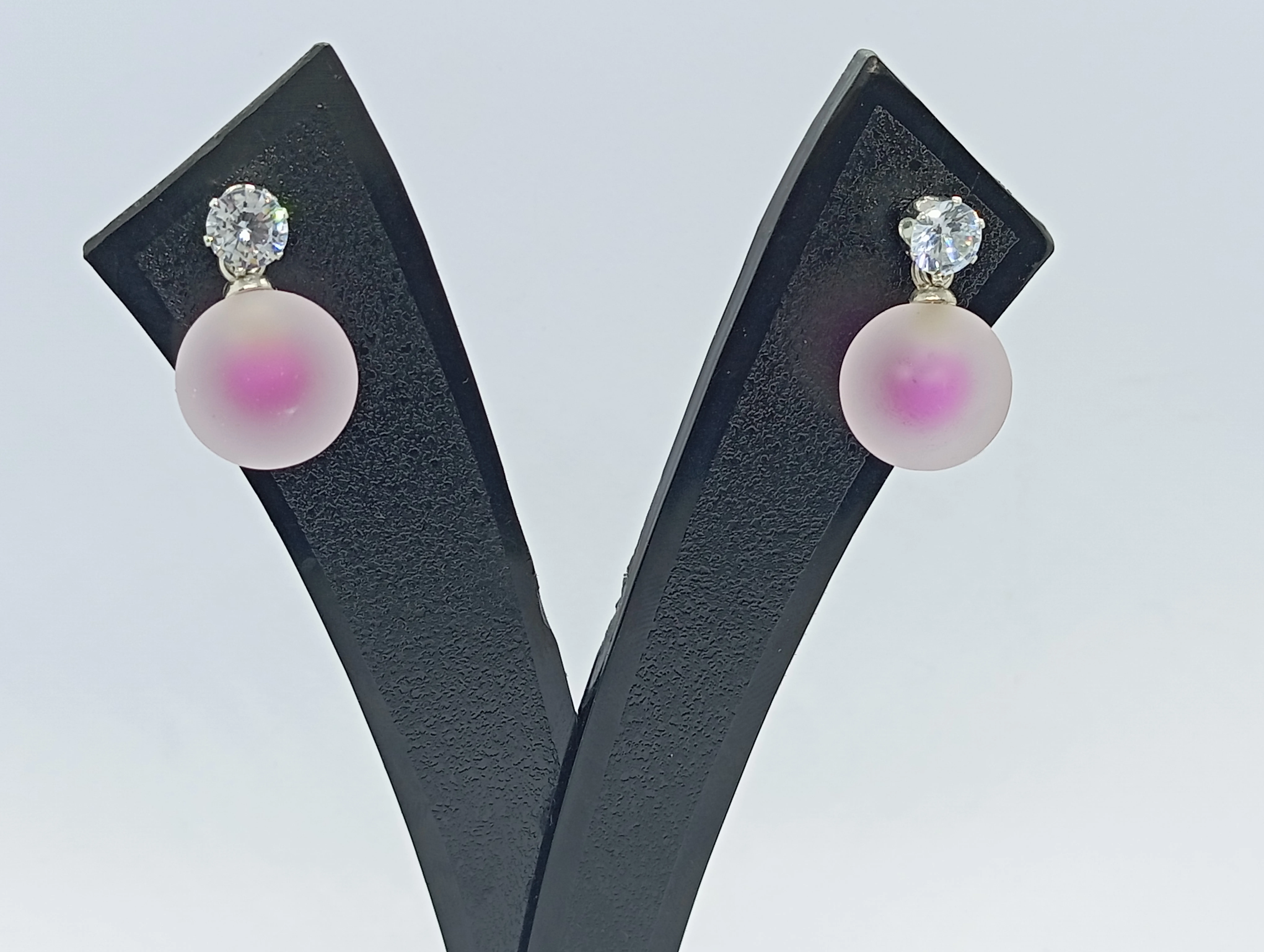 Pink Pearl Stud Earrings
