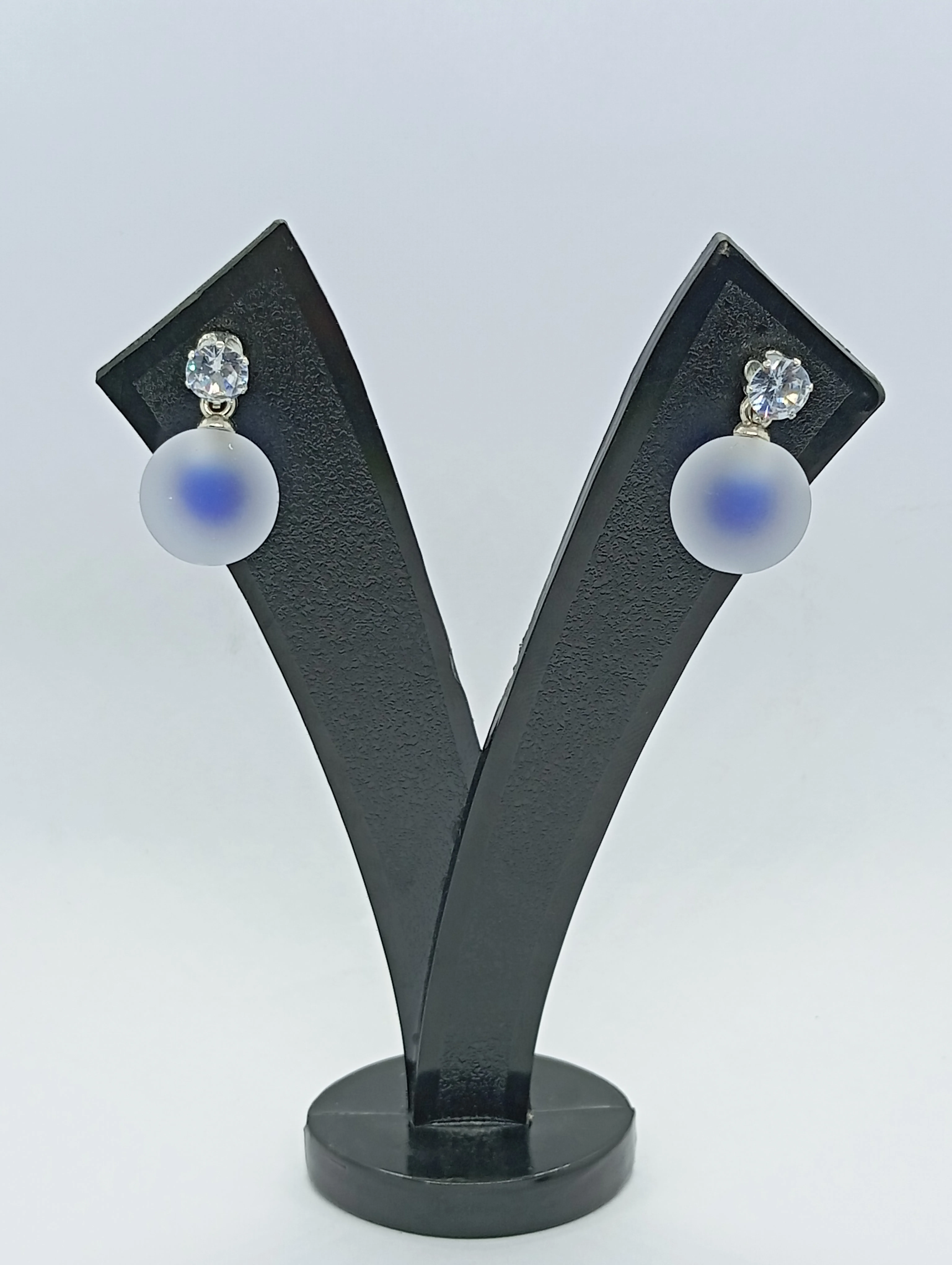 Frosted Blue Drop Earrings