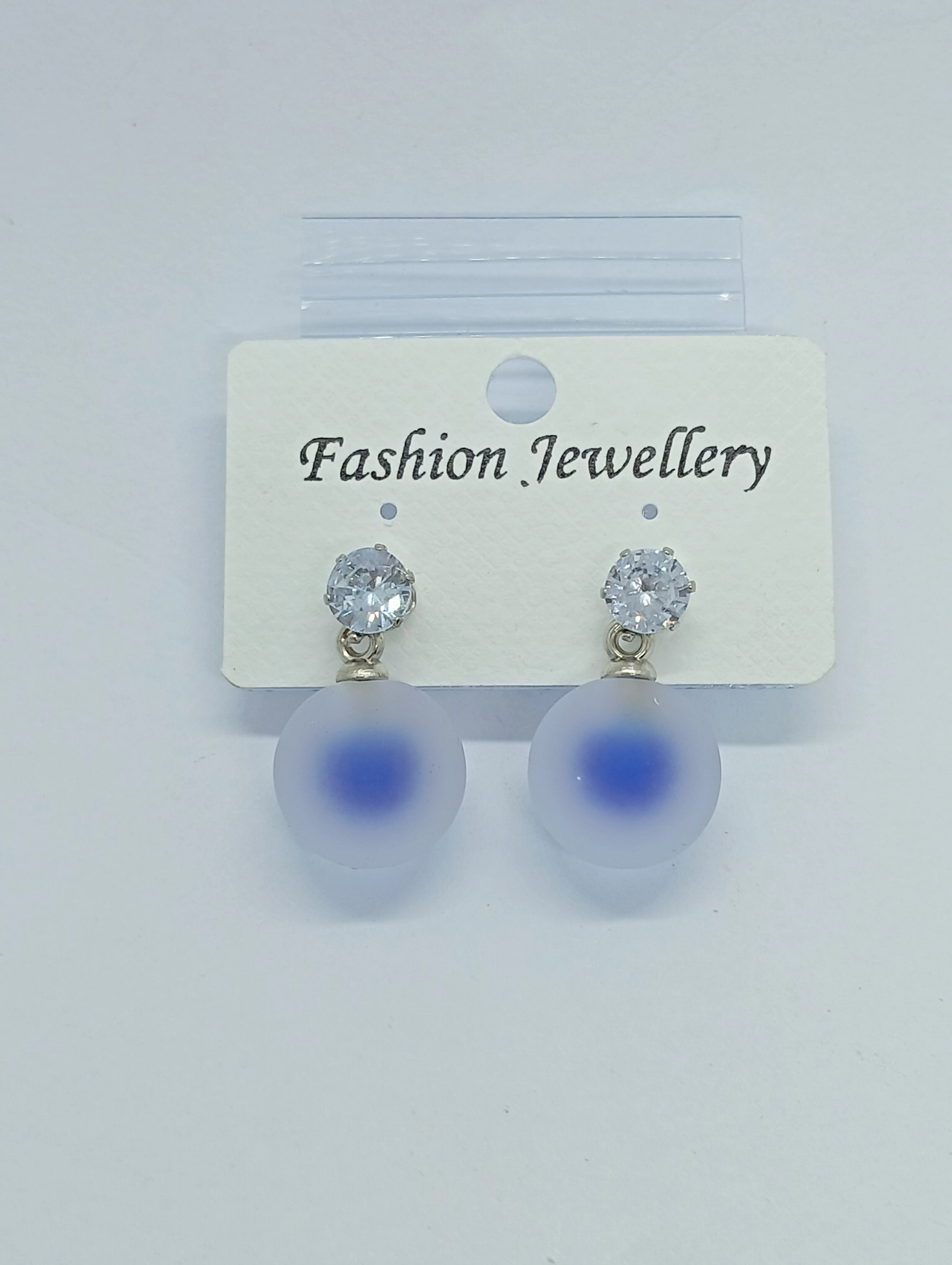 Frosted Blue Drop Earrings