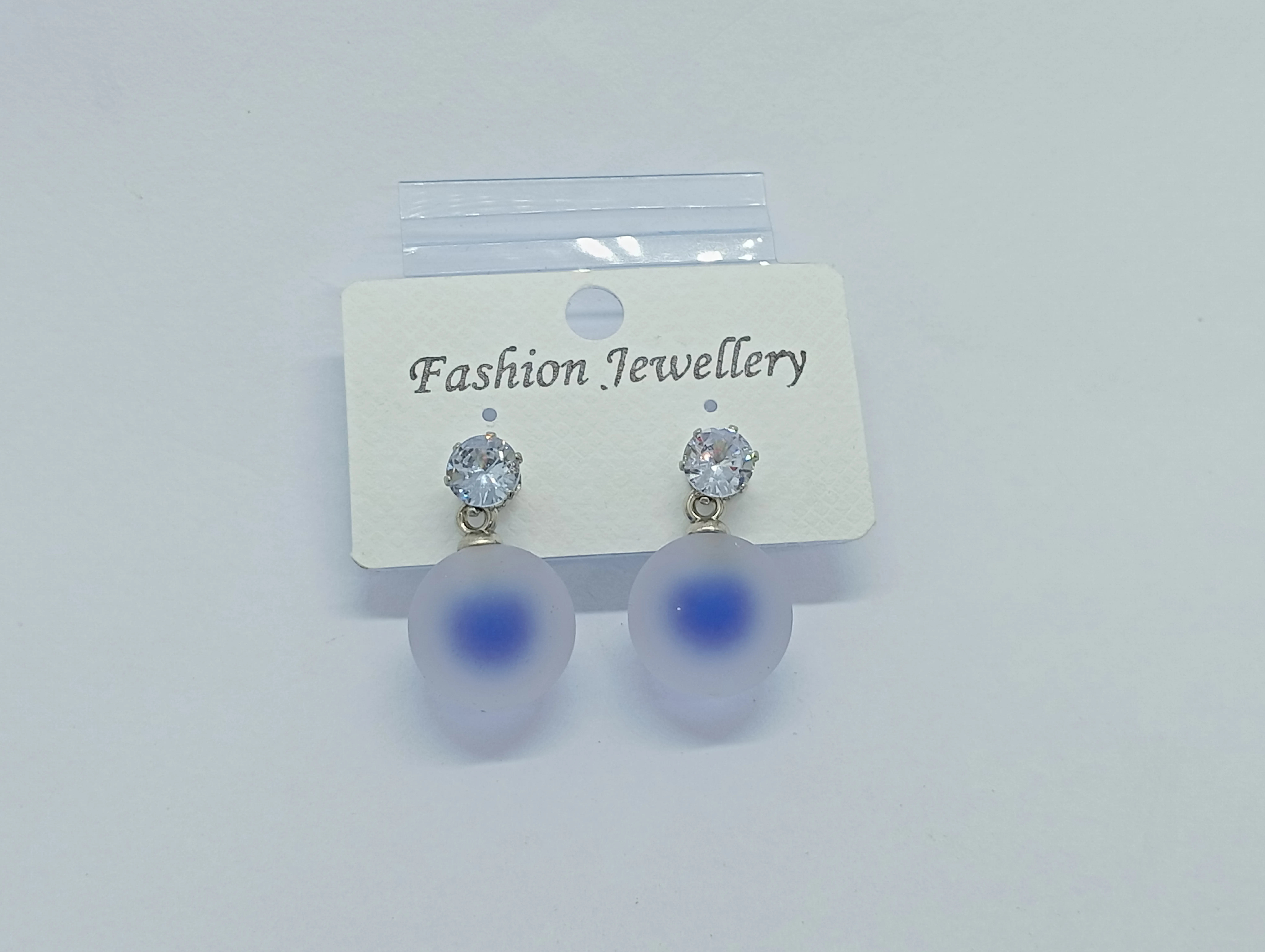 Frosted Blue Drop Earrings