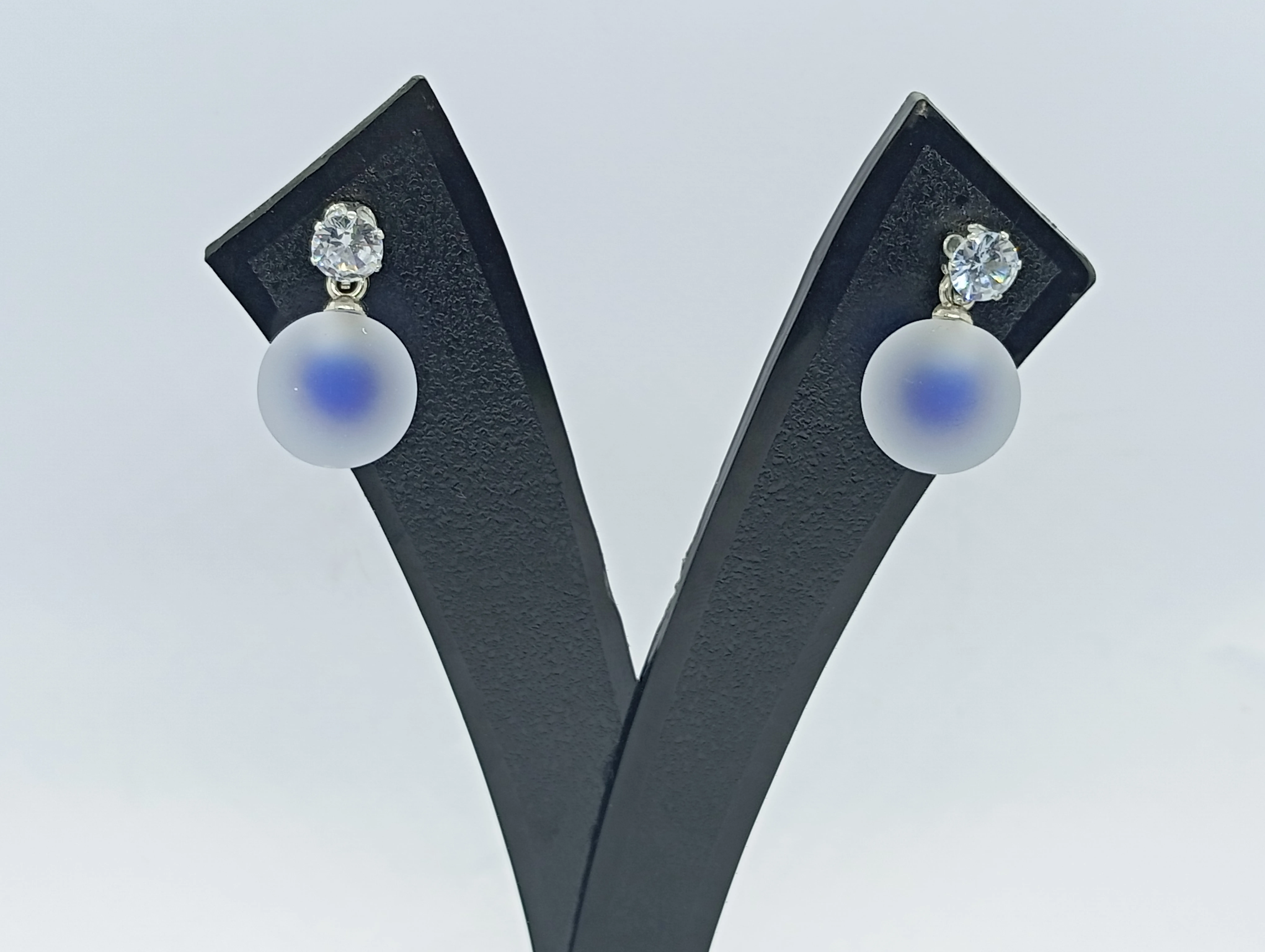 Frosted Blue Drop Earrings