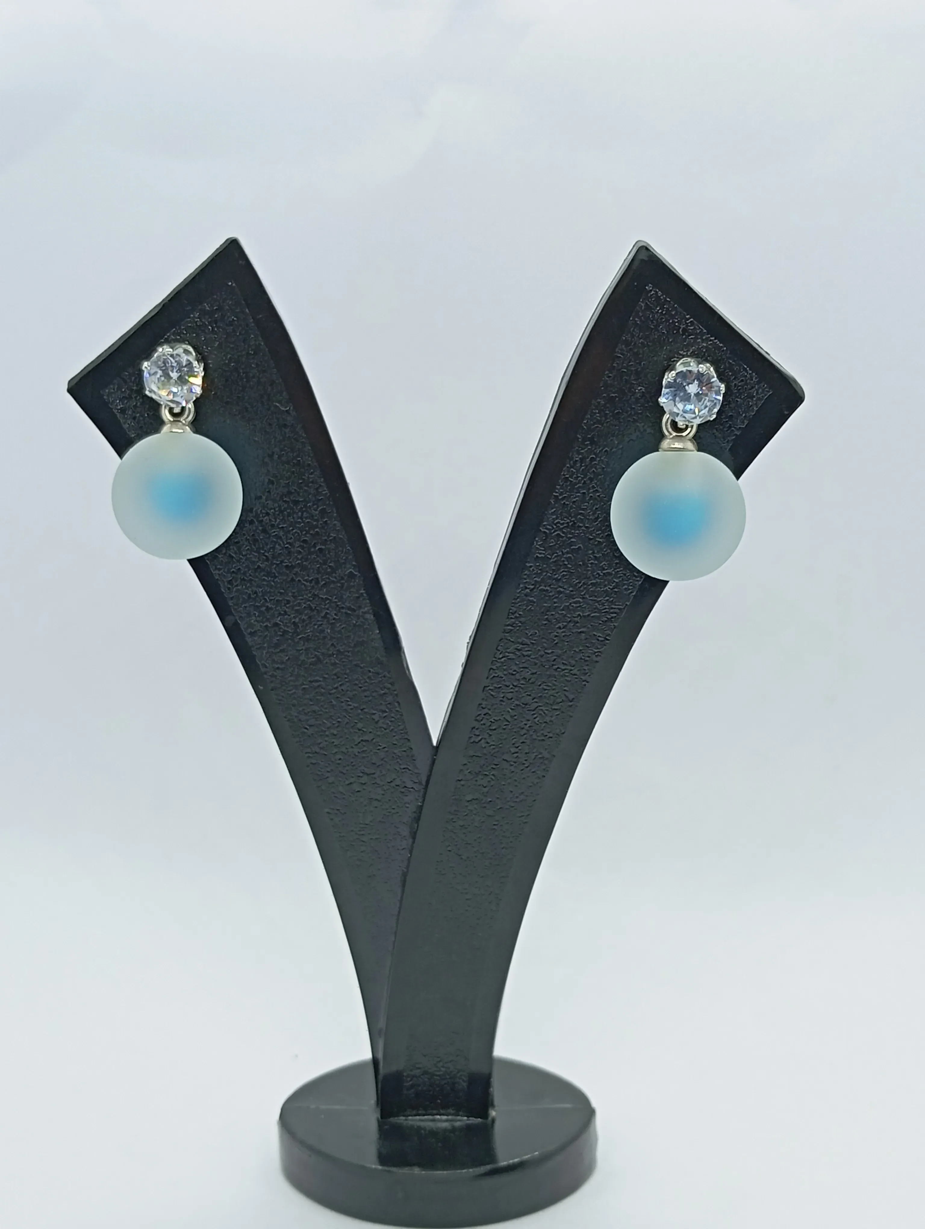 Frosted Blue Drop Earrings