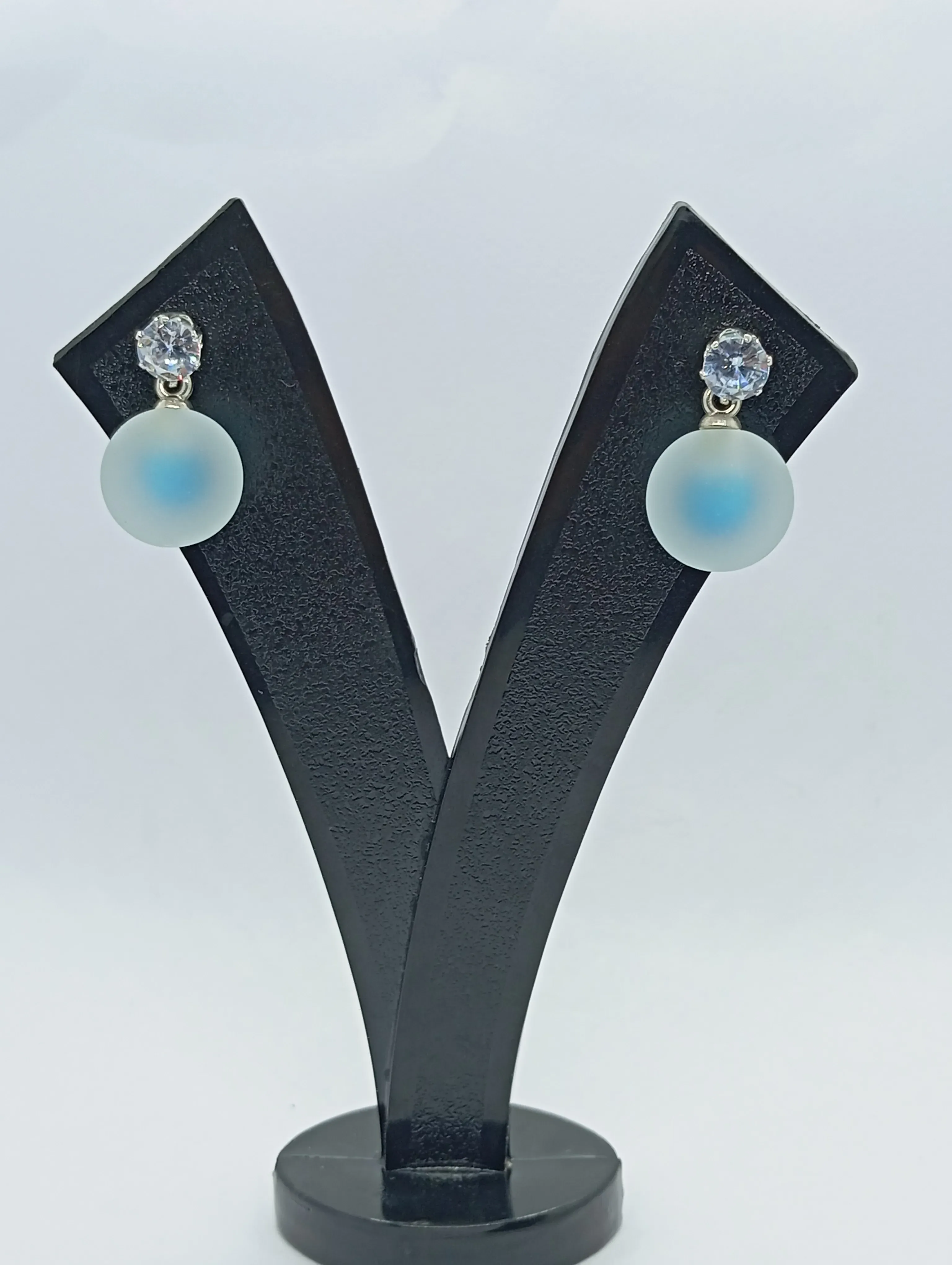 Frosted Blue Drop Earrings