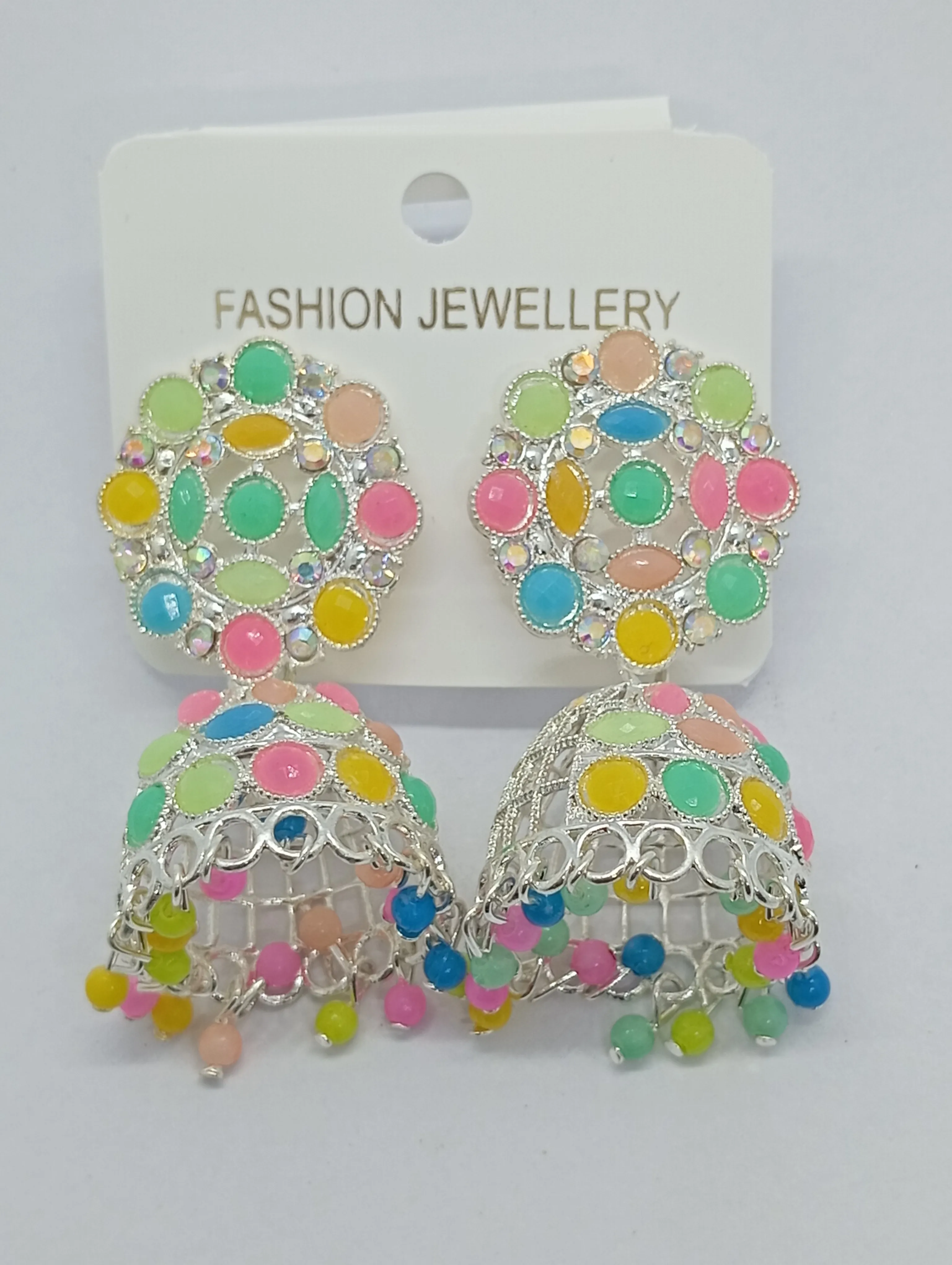 Multicolor Beaded Jhumka Earrings