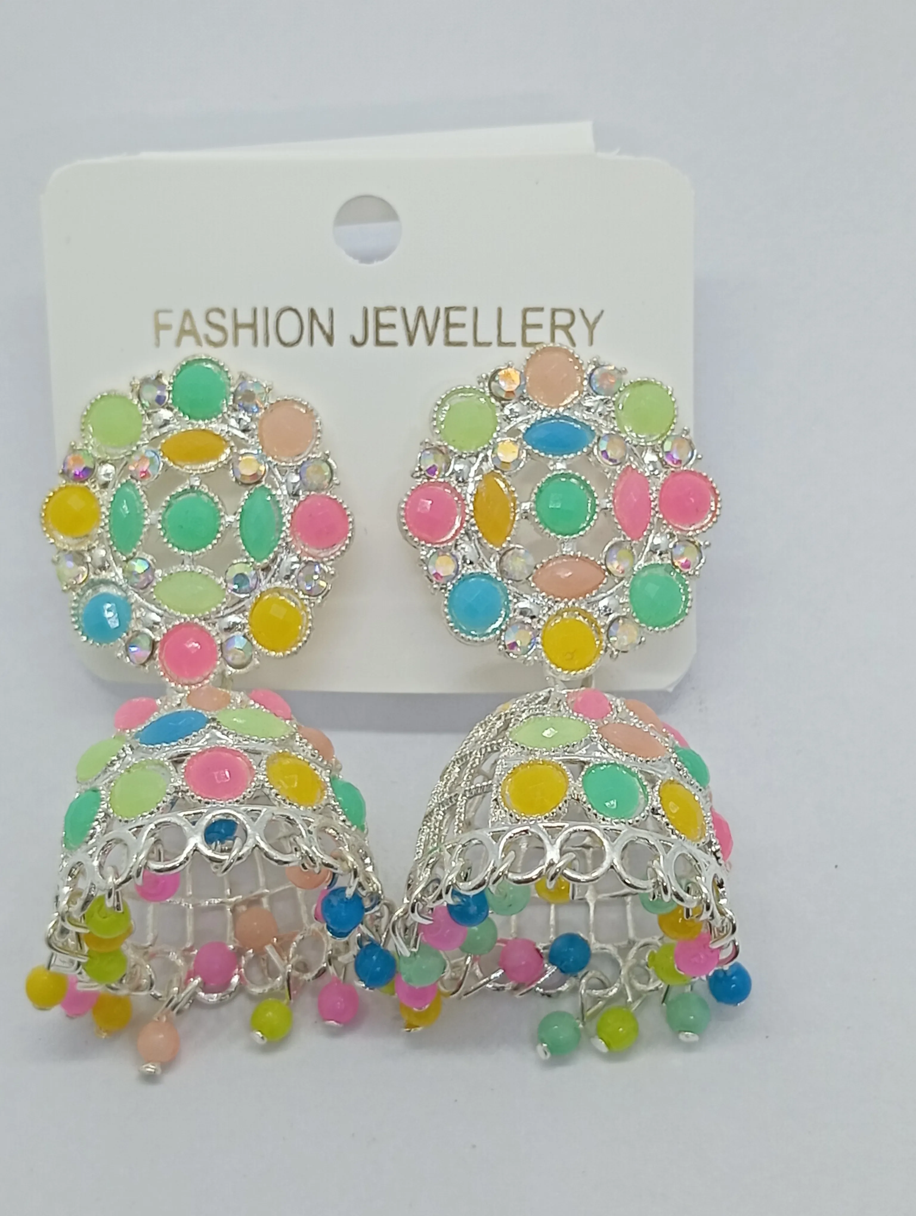 Multicolor Beaded Jhumka Earrings