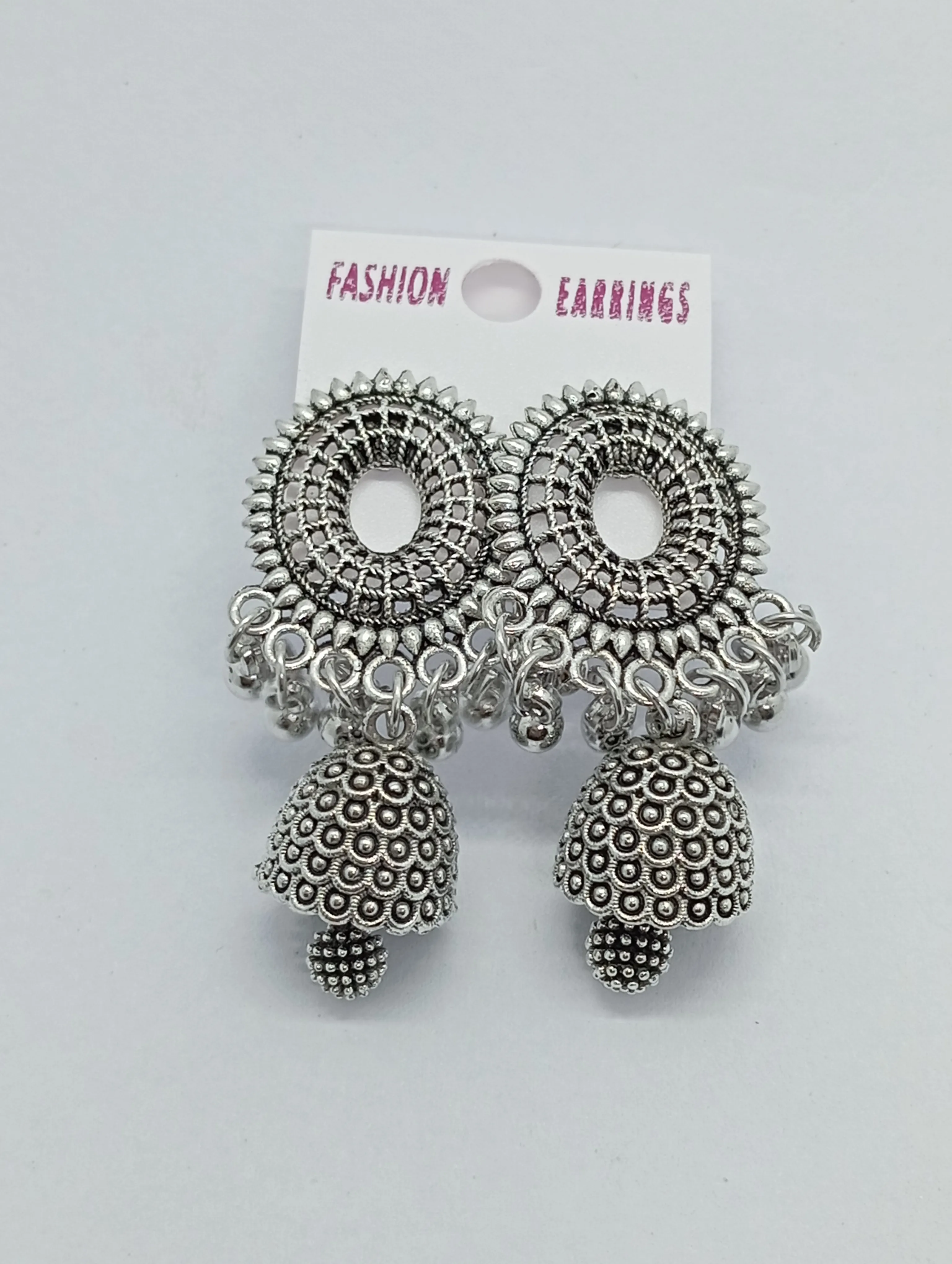 Oxidized Silver Jhumka Earrings