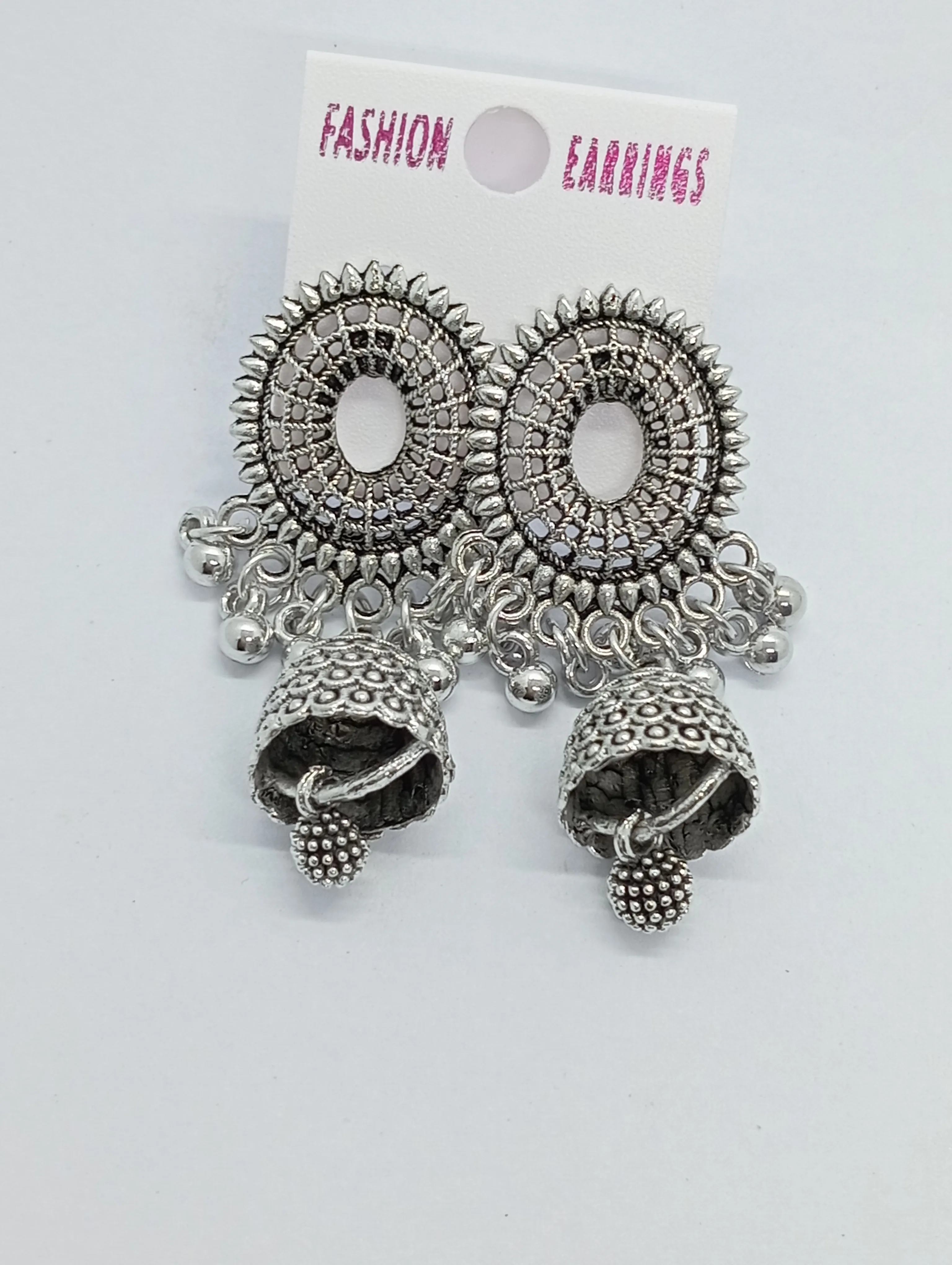 Oxidized Silver Jhumka Earrings