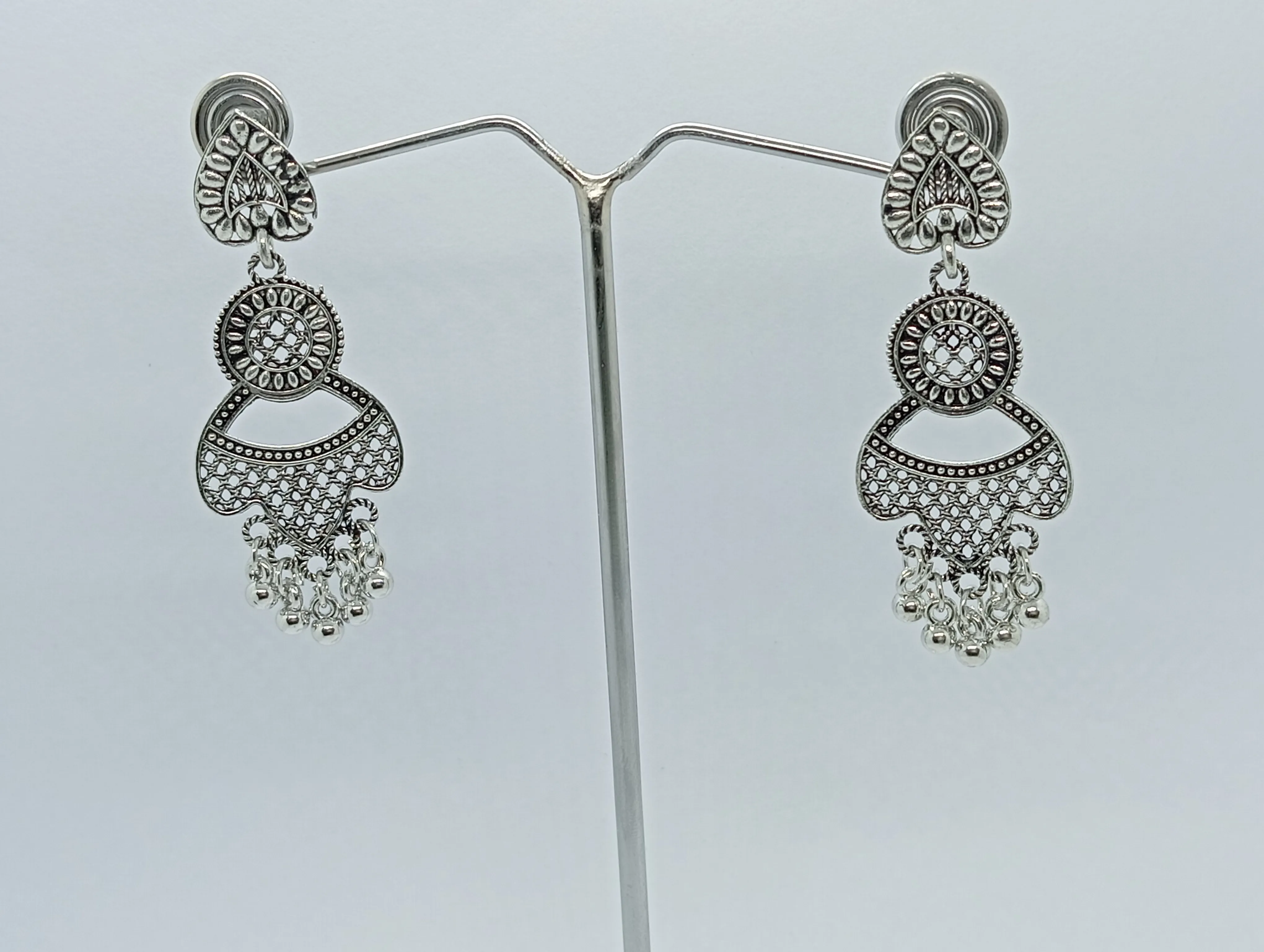 Oxidized Silver Jhumka Earrings