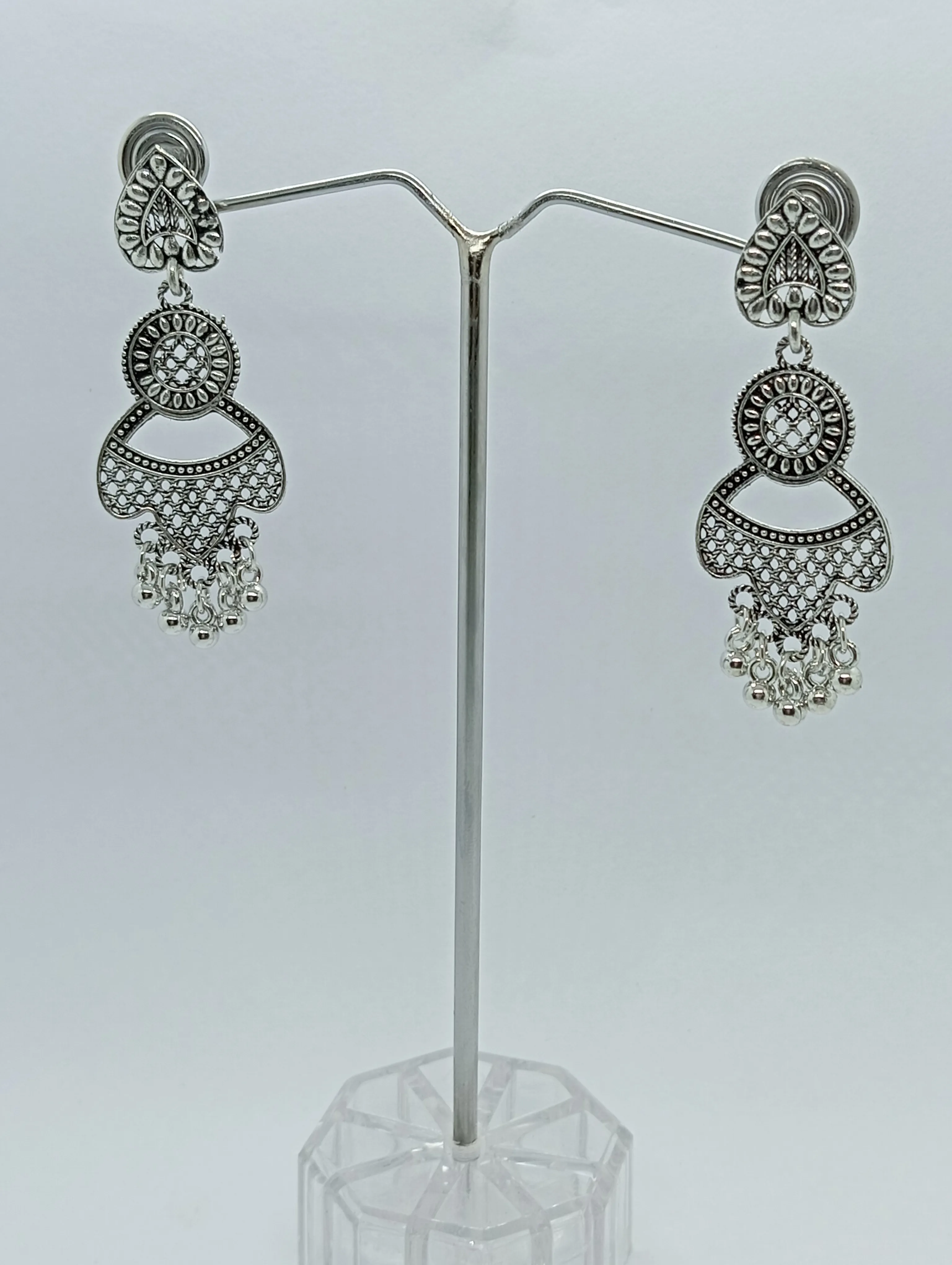 Oxidized Silver Jhumka Earrings