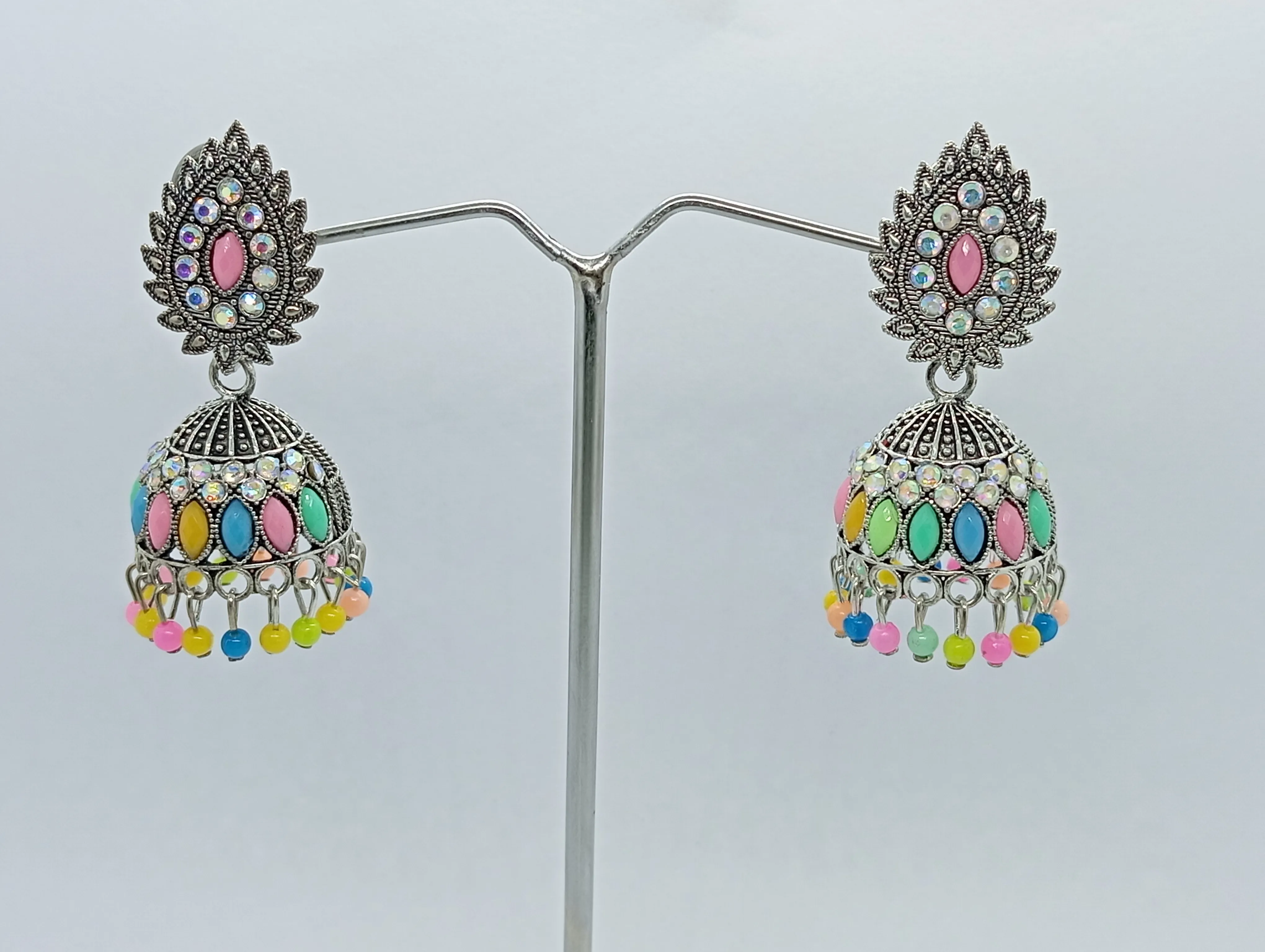 Multicolor Beaded Jhumka Earrings